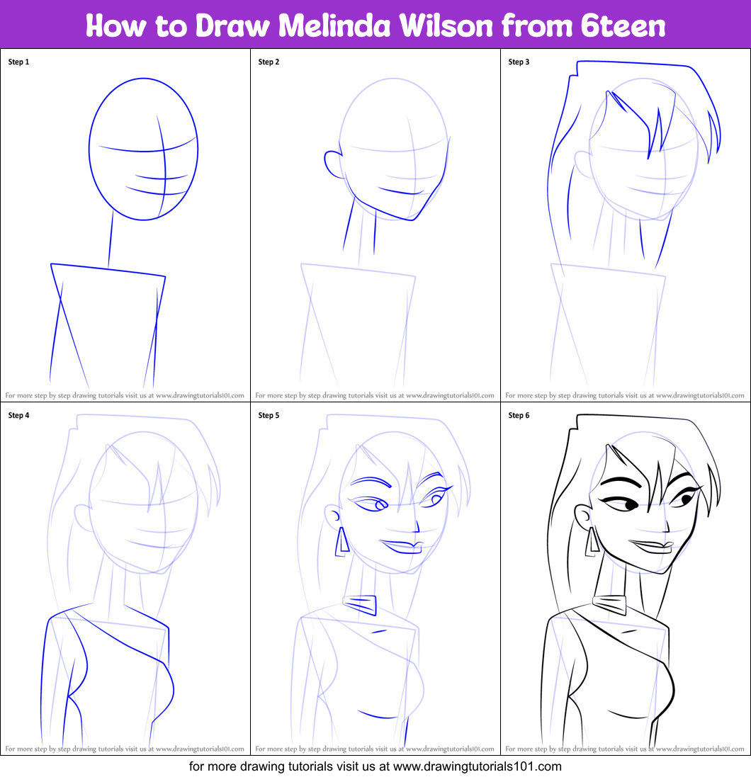 How To Draw Melinda Wilson From 6teen 6teen Step By Step DrawingTutorials101