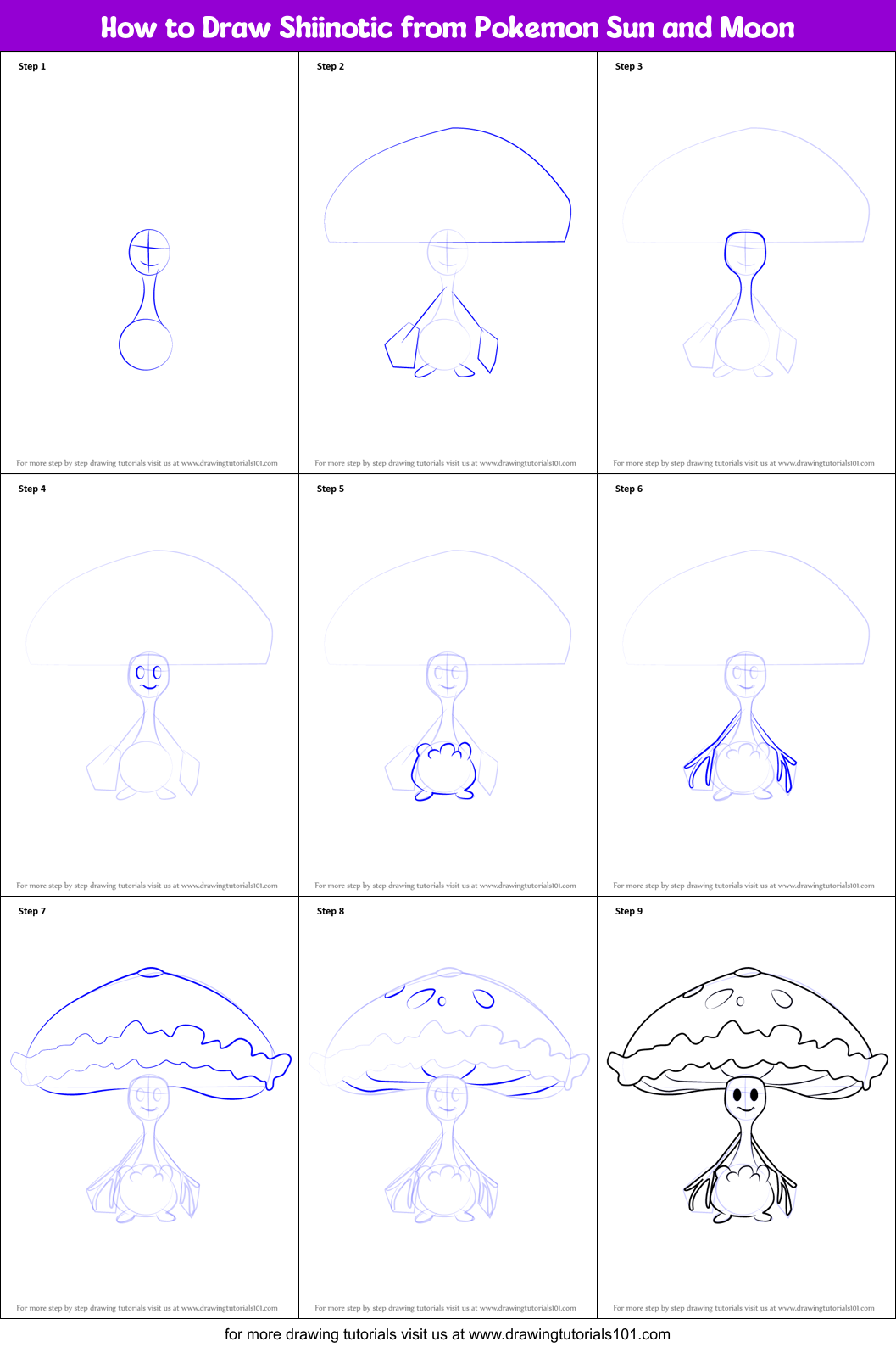 How To Draw Shiinotic From Pokemon Sun And Moon Pok mon Sun And Moon Step By Step DrawingTutorials101