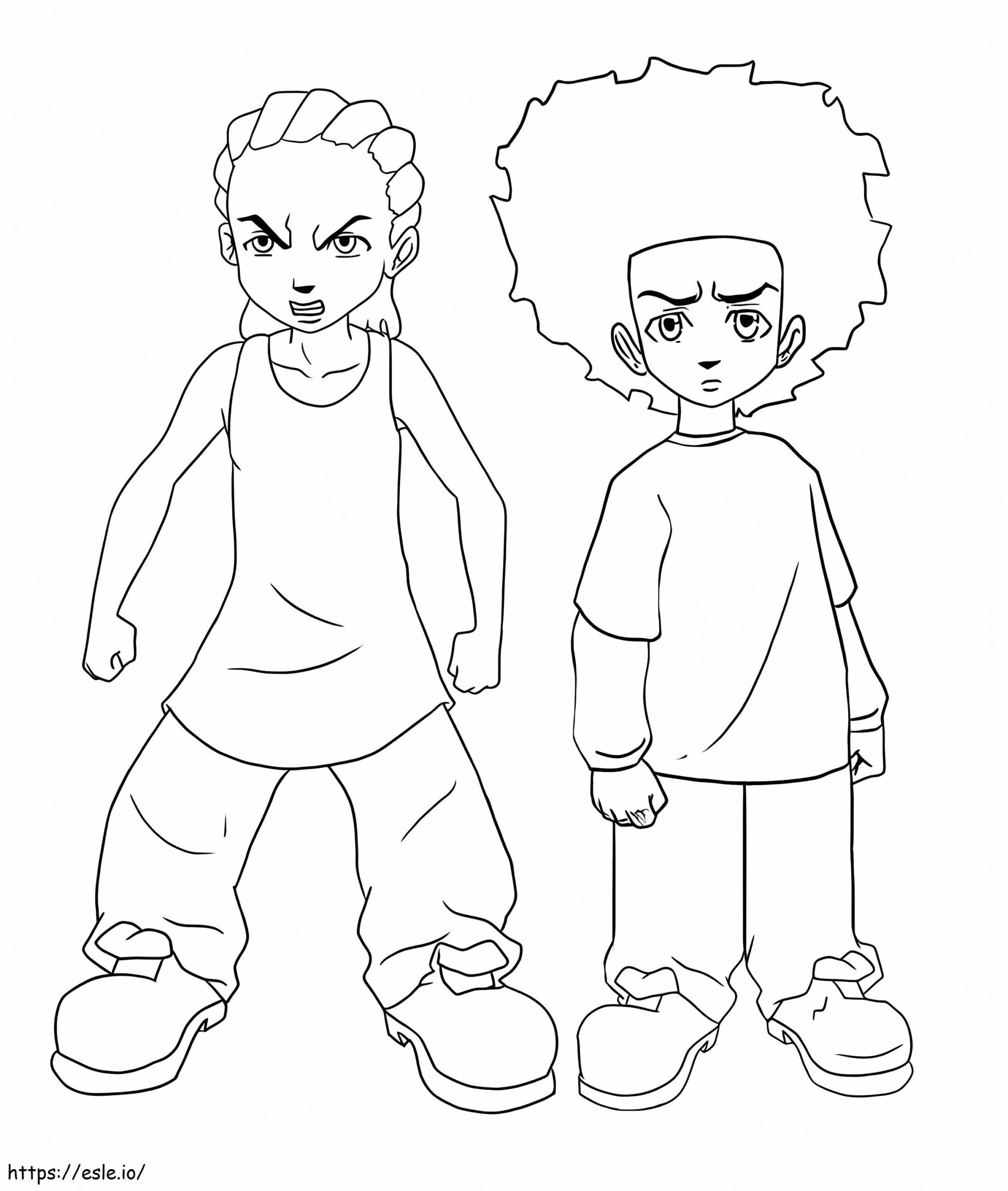 Huey And Riley Freeman From Boondocks 1 Coloring Page