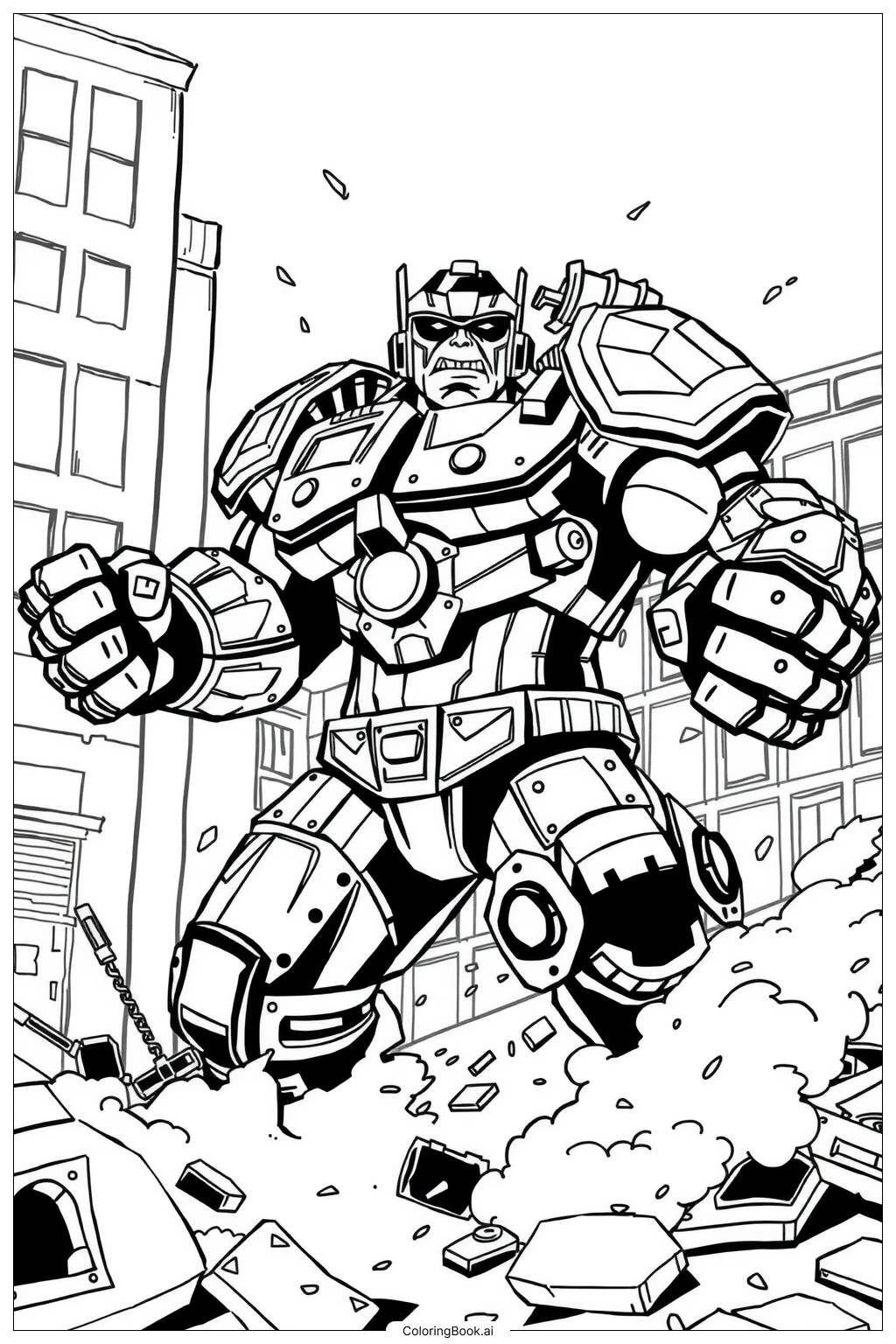 Hulk Buster Suit In Action 2 Coloring Page Free PDF PNG Printable 
