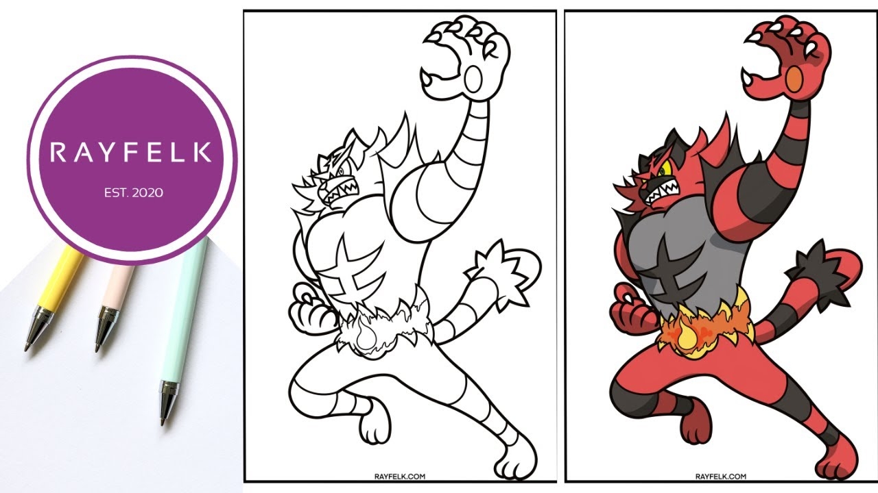 Incineroar Coloring Pages Fire Dark Pokemon Printable Coloring Pages Pokemon Coloring Page YouTube