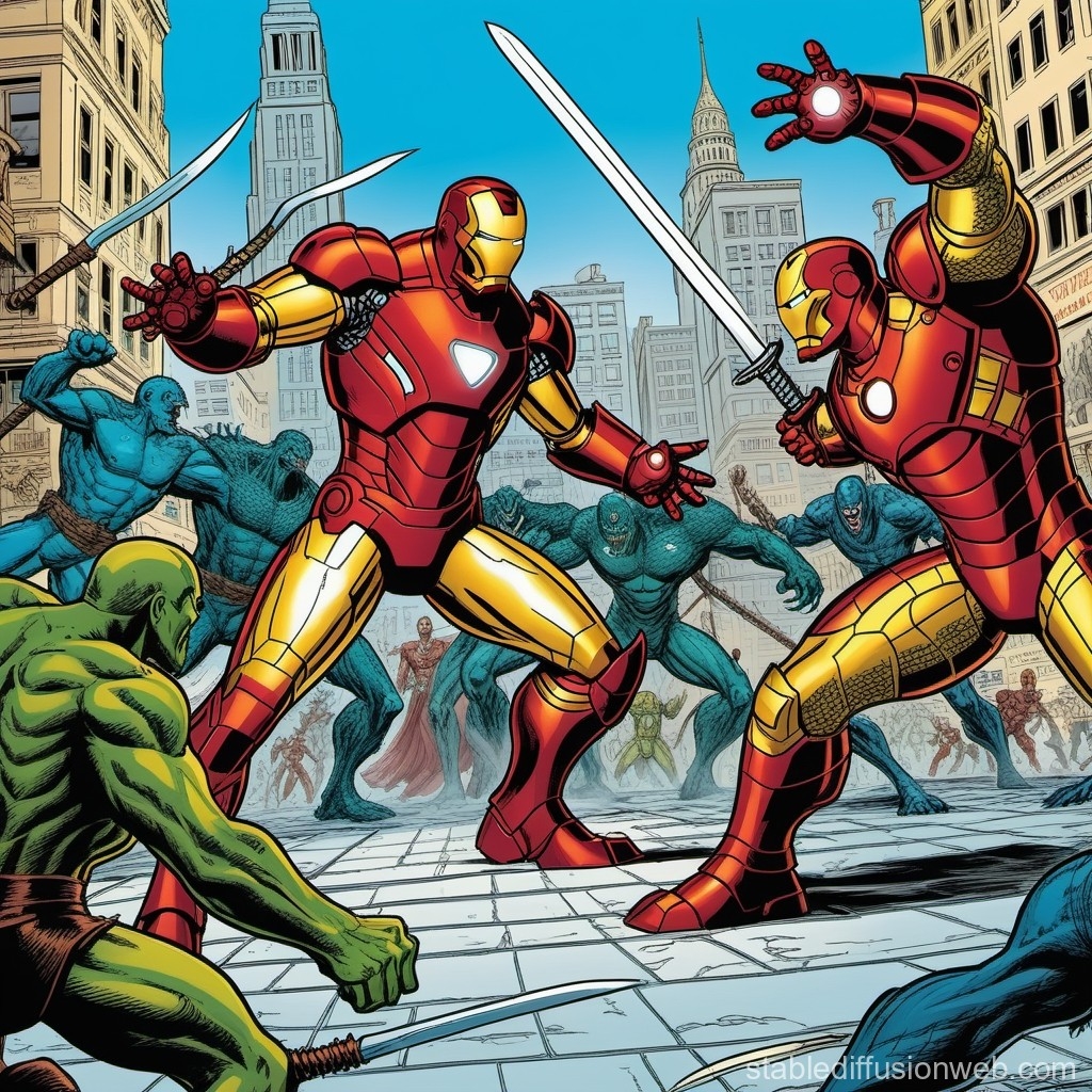 Iron Man In The Middle Of A Fight
