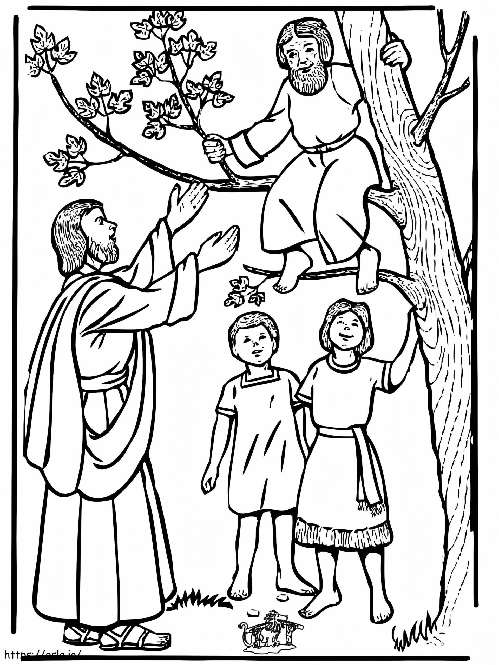 Jesus On The Tree And Zacchaeus Coloring Page