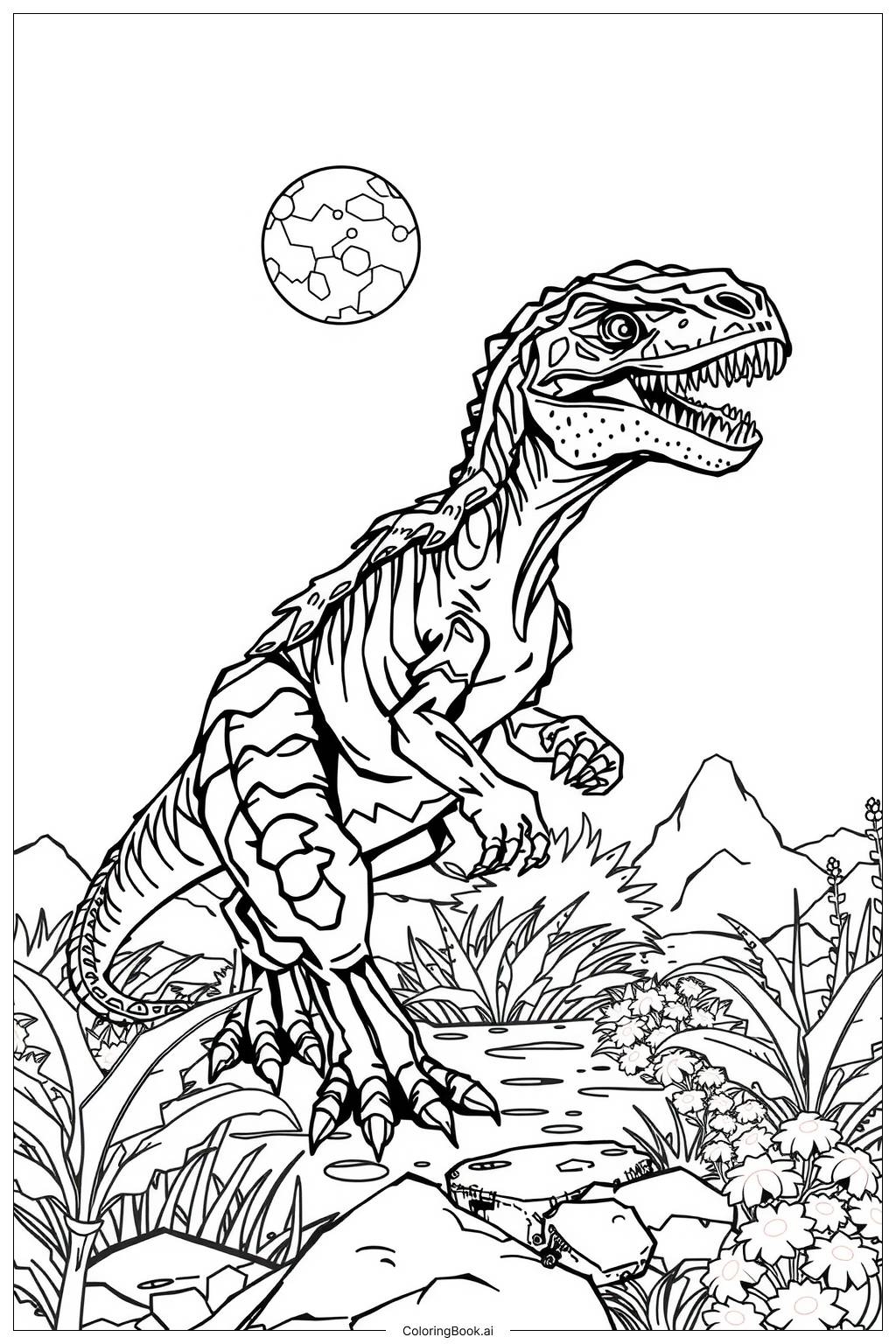 Jurassic World Indoraptor In The Night 2 Coloring Page Free PDF PNG Printable 