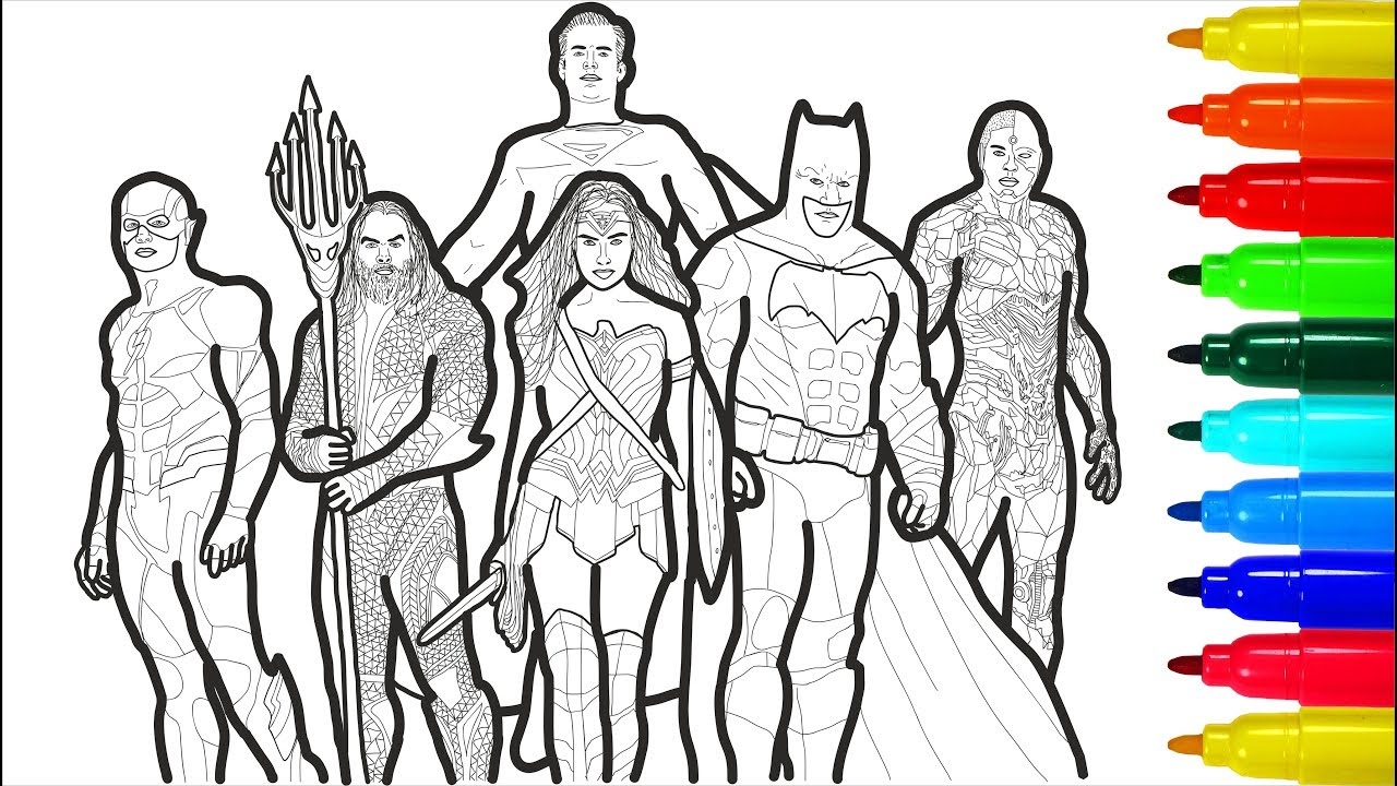 Justice League 2 Coloring Pages Coloring Pages With Colored Markers Coloring Pages YouTube