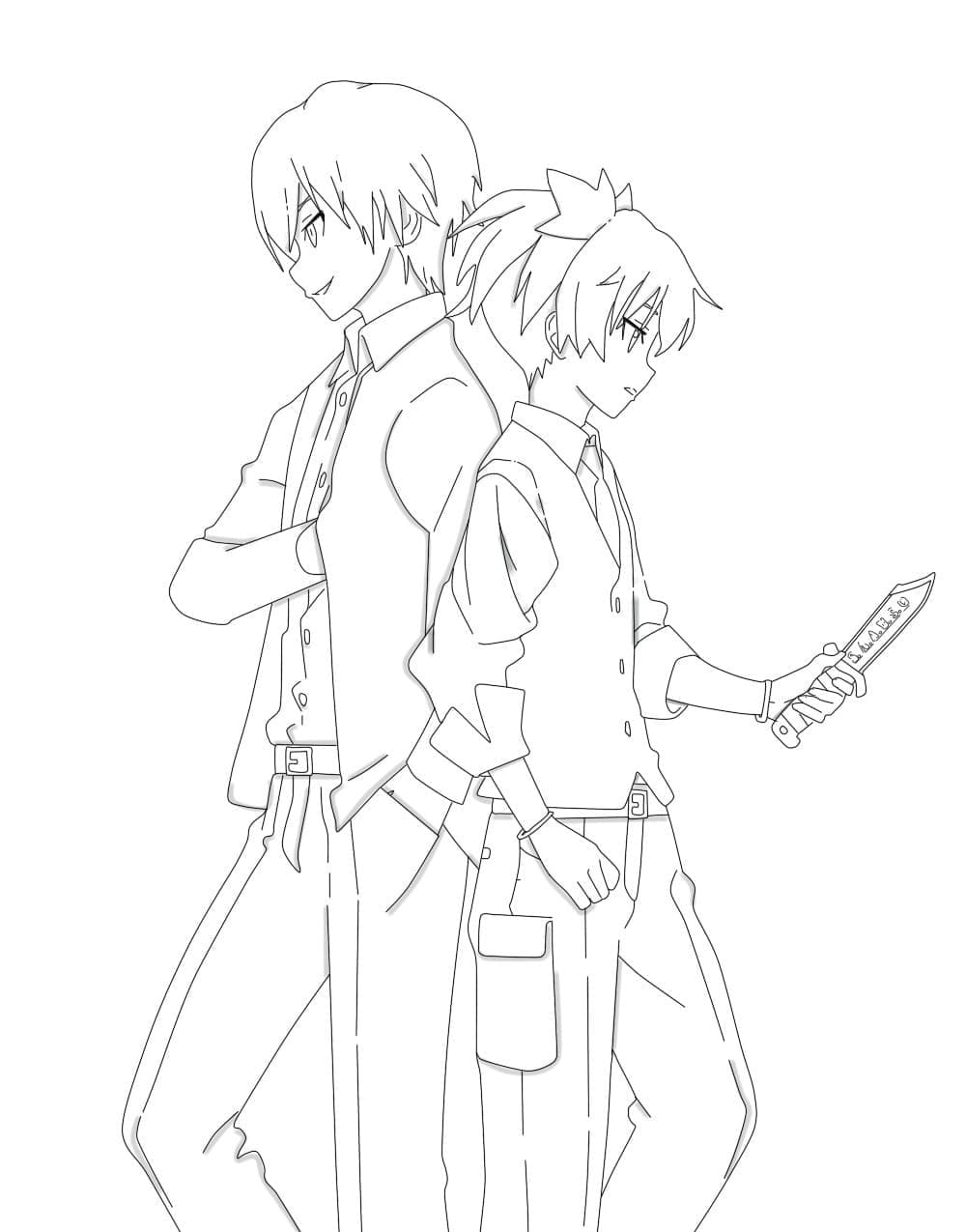 Karma Akabane And Nagisa Shiota Coloring Page Download Print Or Color Online For Free