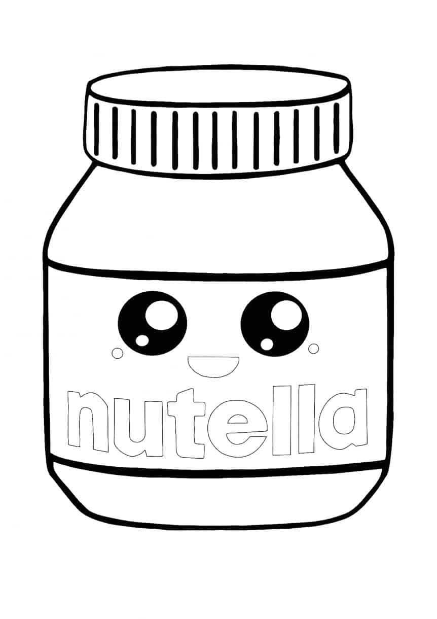 Kawaii Nutella Coloring Pages 2 Free Kawaii Food Coloring Sheets 2021 
