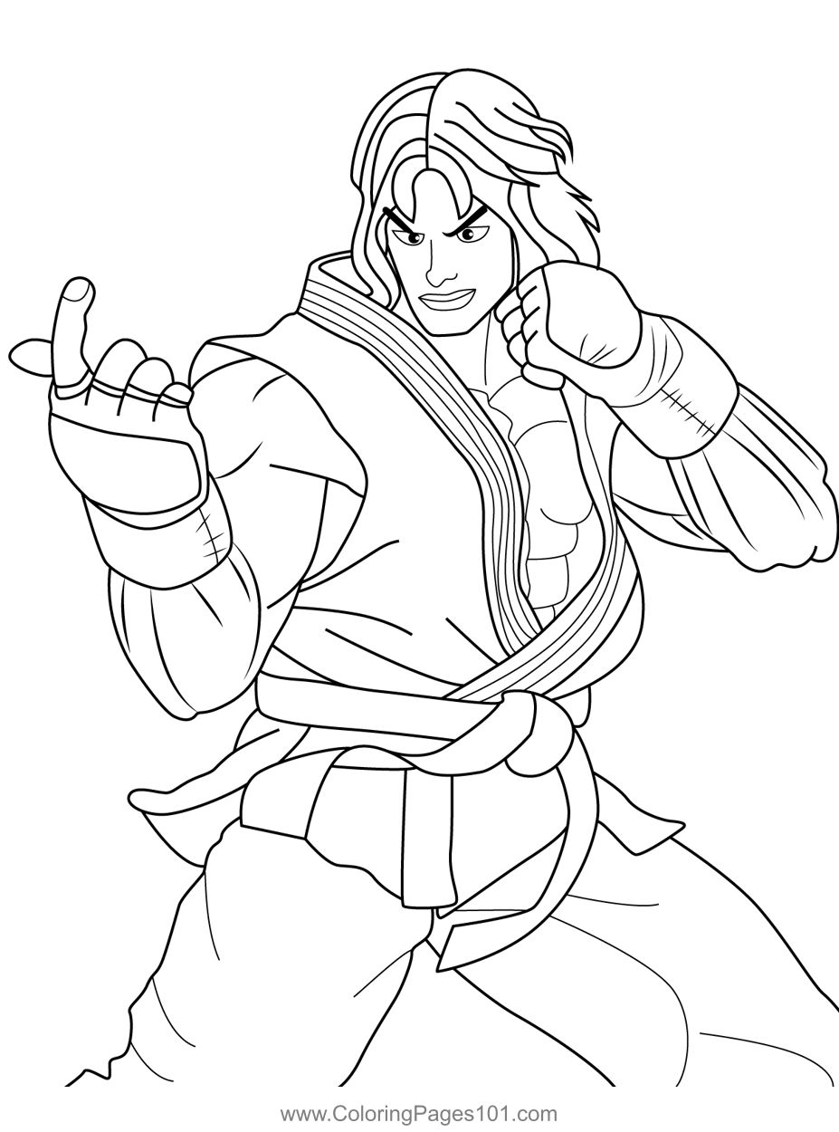 Ken Masters Street Fighter Coloring Page