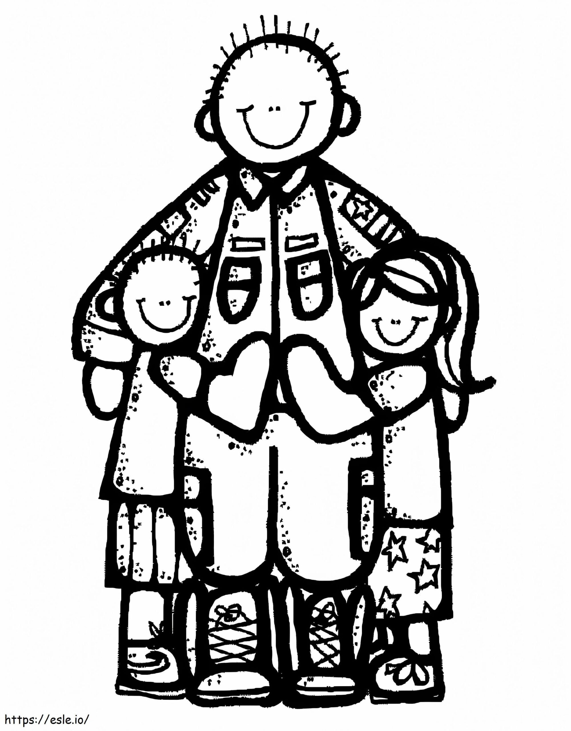 Kids And Dad Melonheadz Coloring Page