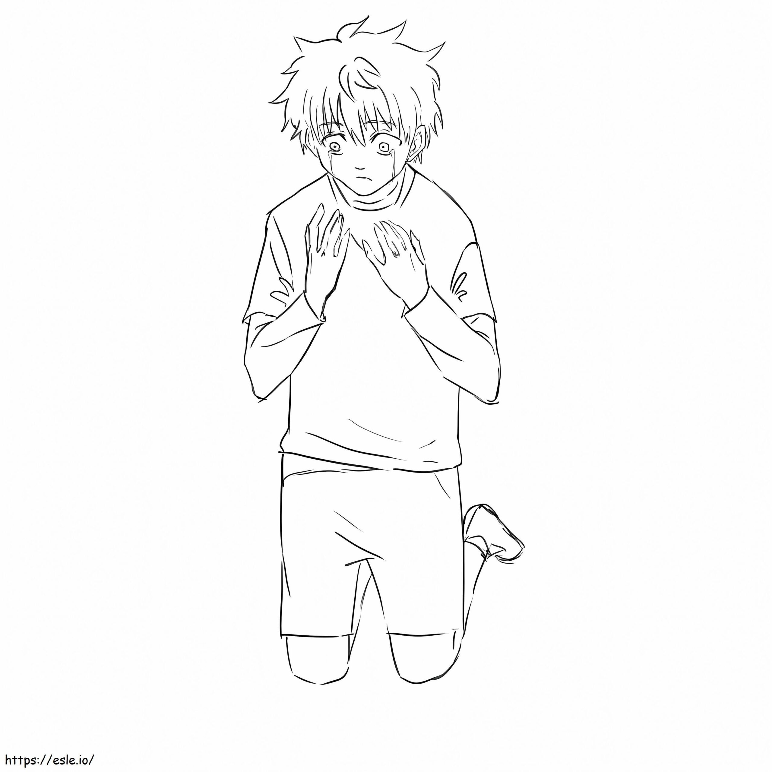 Killua Zoldyck Crying Coloring Page