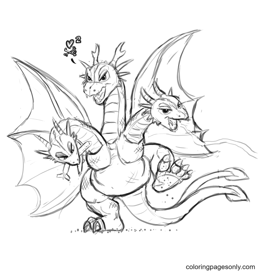 Ghidorah Coloring Pages Printable