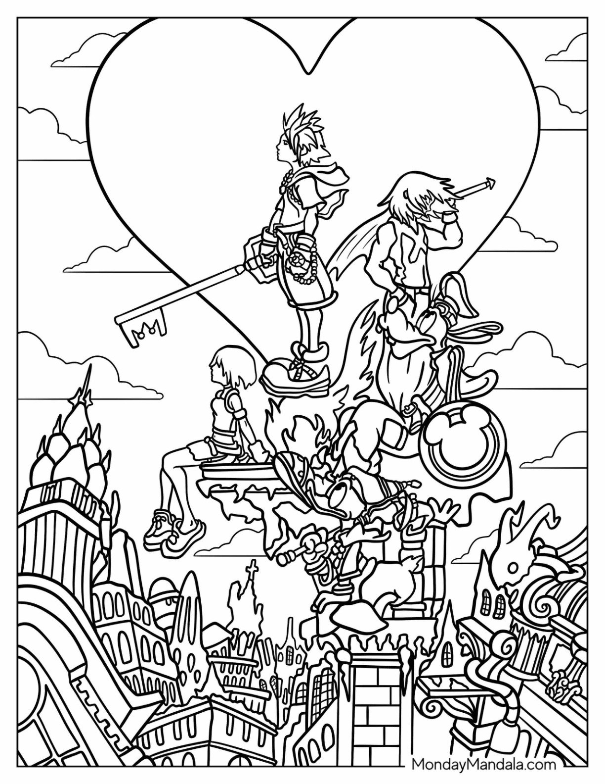 Sora In Kingdom Hearts Coloring Page
