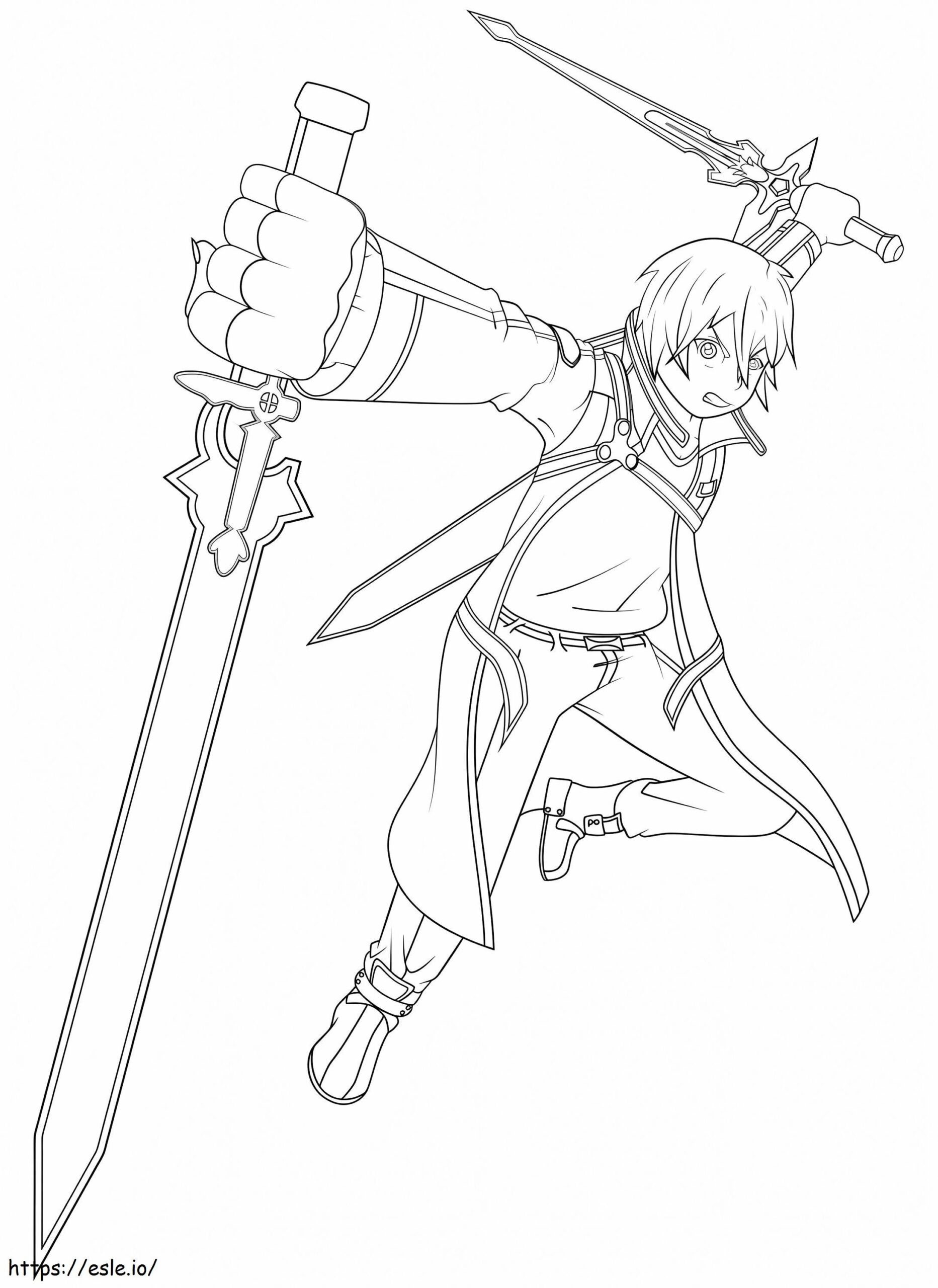 Kirito From Sword Art Online Coloring Page