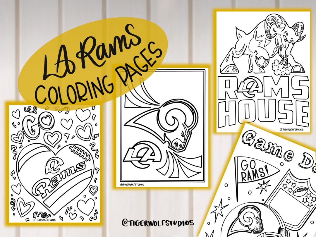 LA Rams Coloring Pages Digital Download party Kids Activities Toddler Drawing Football Super Bowl Etsy