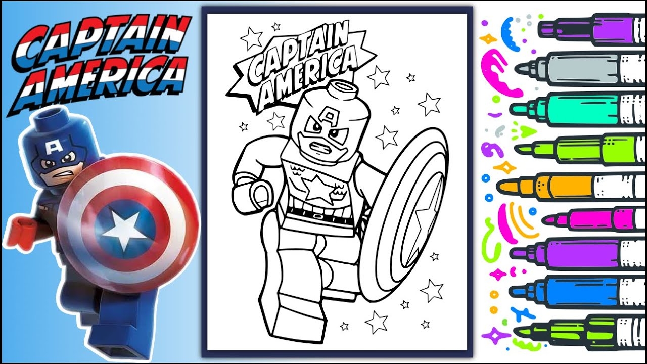 Lego Captain America Coloring Marvel Superhero Coloring Pages YouTube