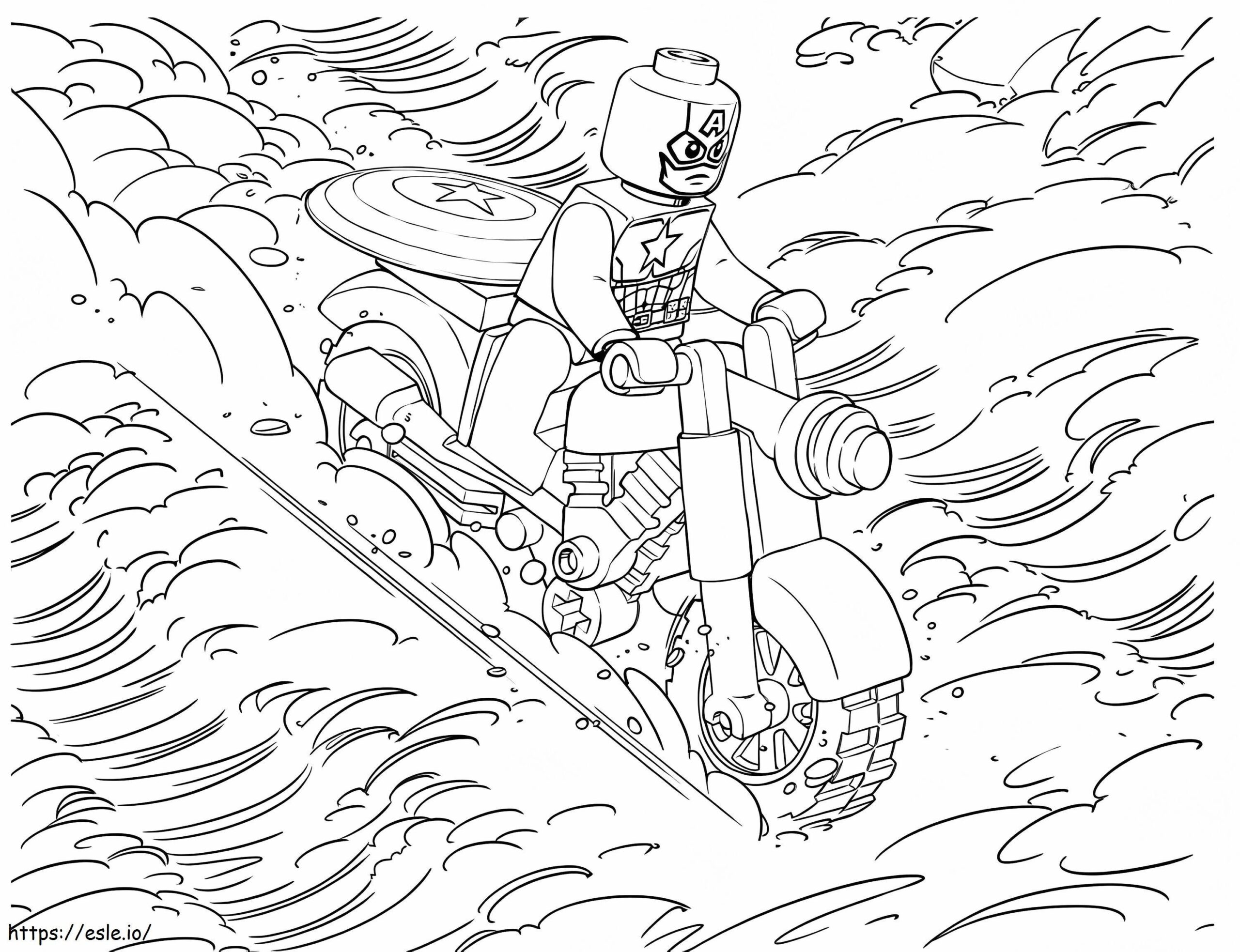 Lego Captain America Riding A Motorcycle Coloring Page