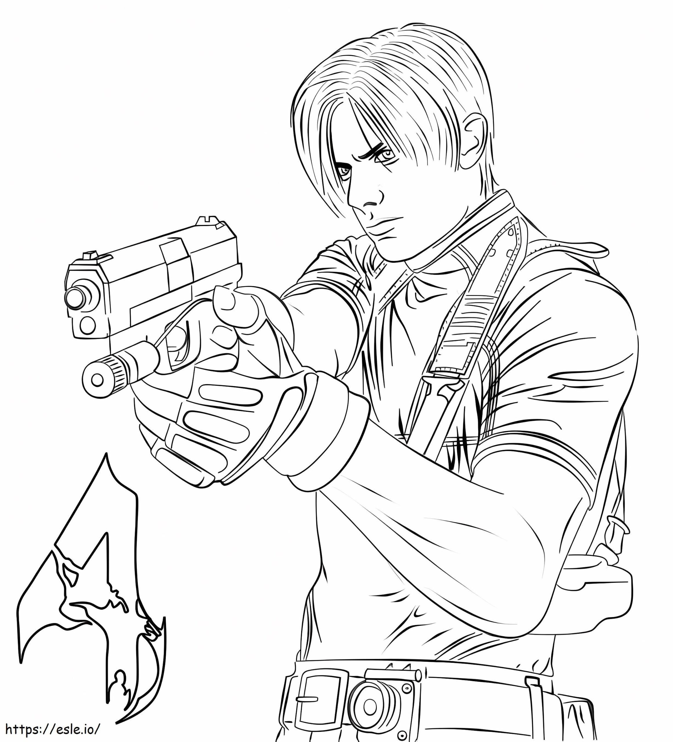 Leon From Resident Evil Coloring Page