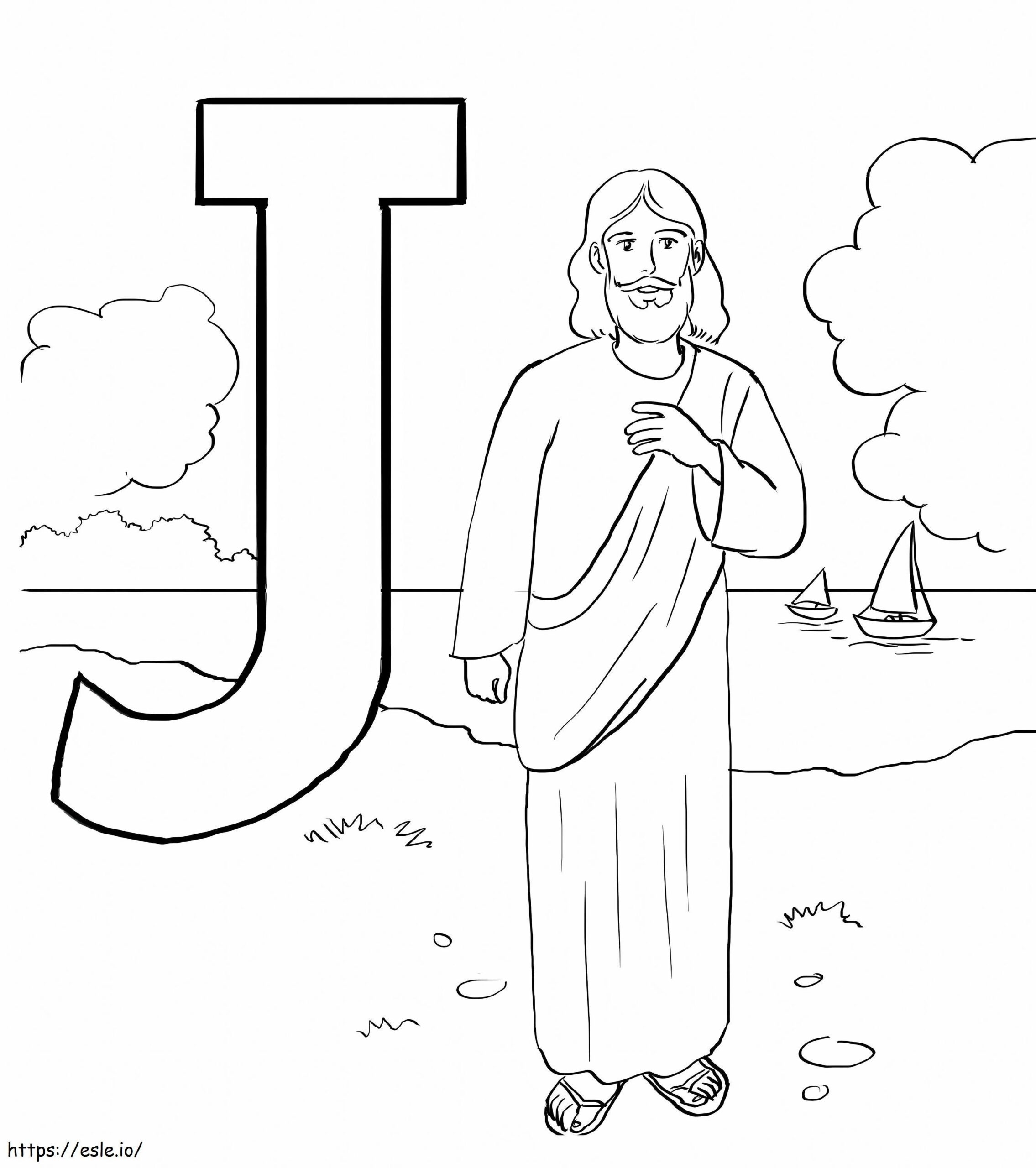 Letter J With Jesus Coloring Page