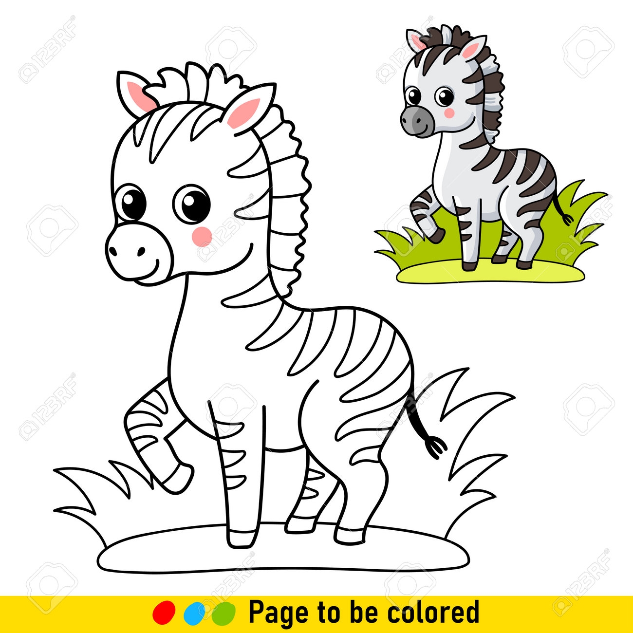 Libro Para Colorear Con Cebra En Estilo De Dibujos Animados Ilustraci n En Blanco Y Negro Con Animales Para El Desarrollo De Los Ni os Ilustraciones Svg Vectoriales Clip Art Vectorizado Libre De Derechos 