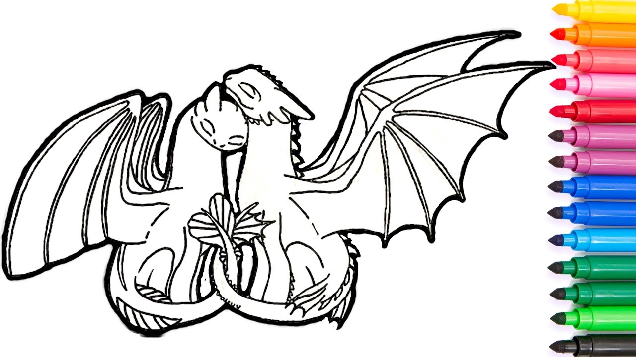 Toothless With Light Fury Coloring Page
