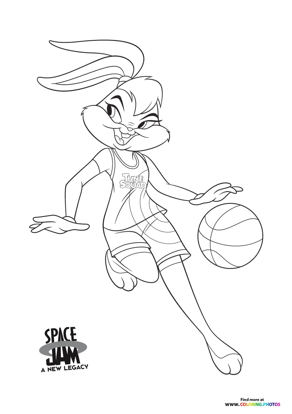 Lola Bunny Playing Basketball Space Jam A New Legacy Coloring Pages For Kids