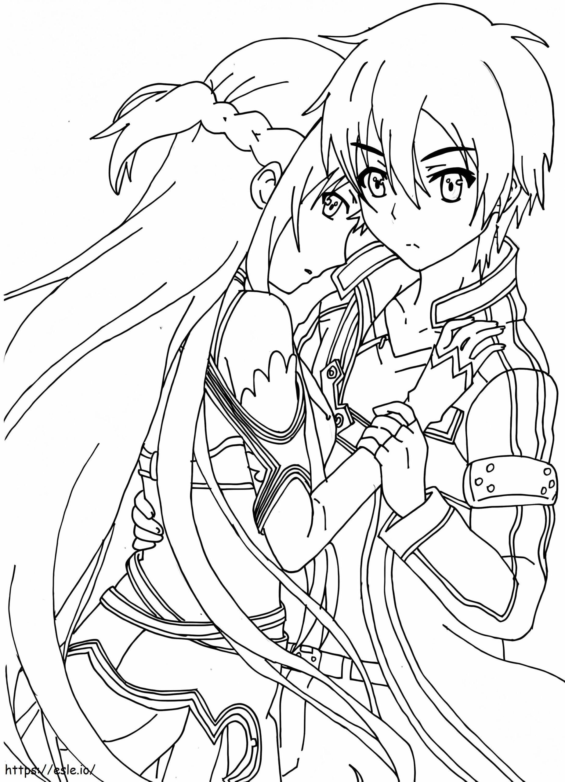 Love Kirito And Asuna Coloring Page
