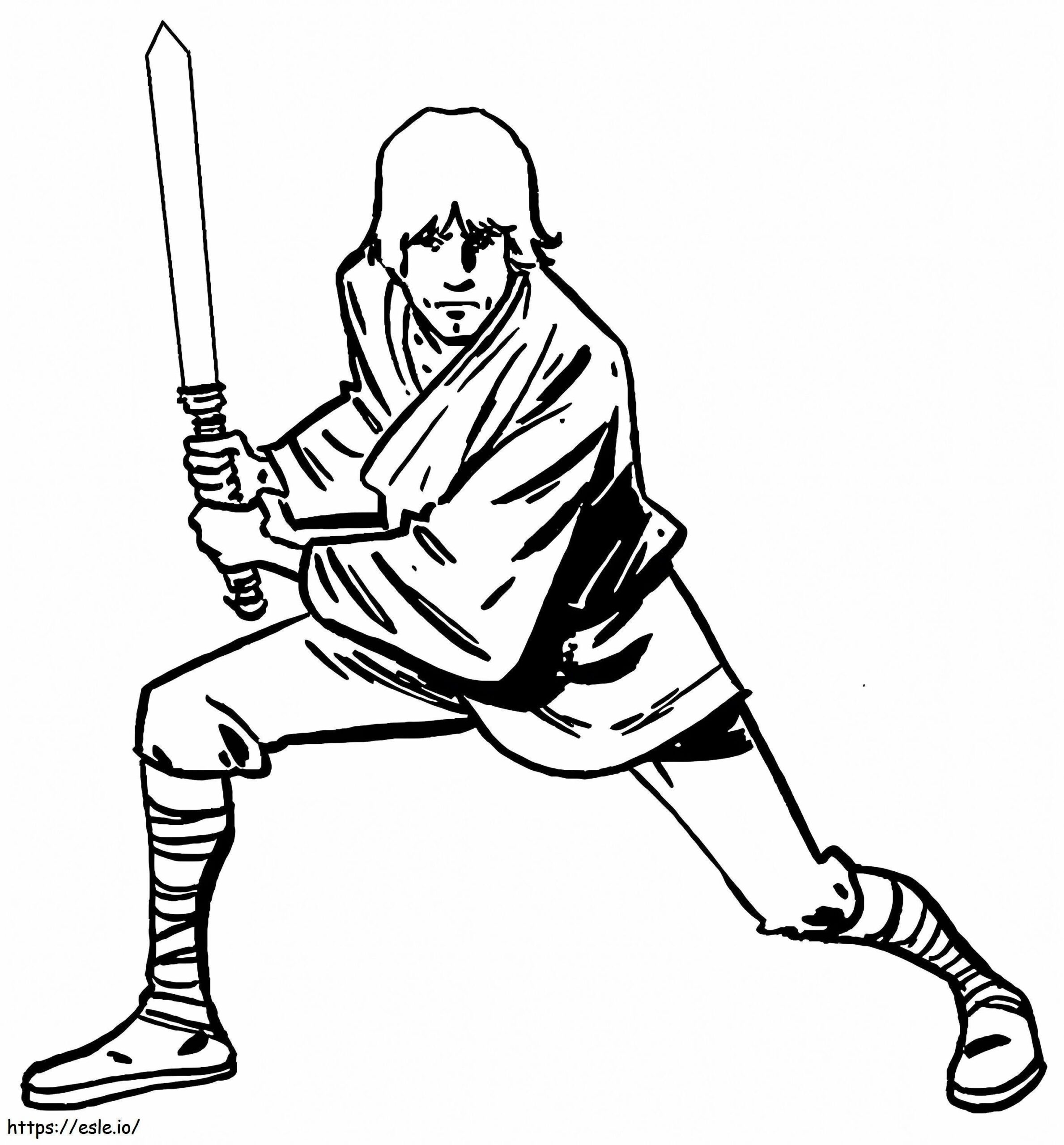 Luke Skywalker With Lightsaber Coloring Page
