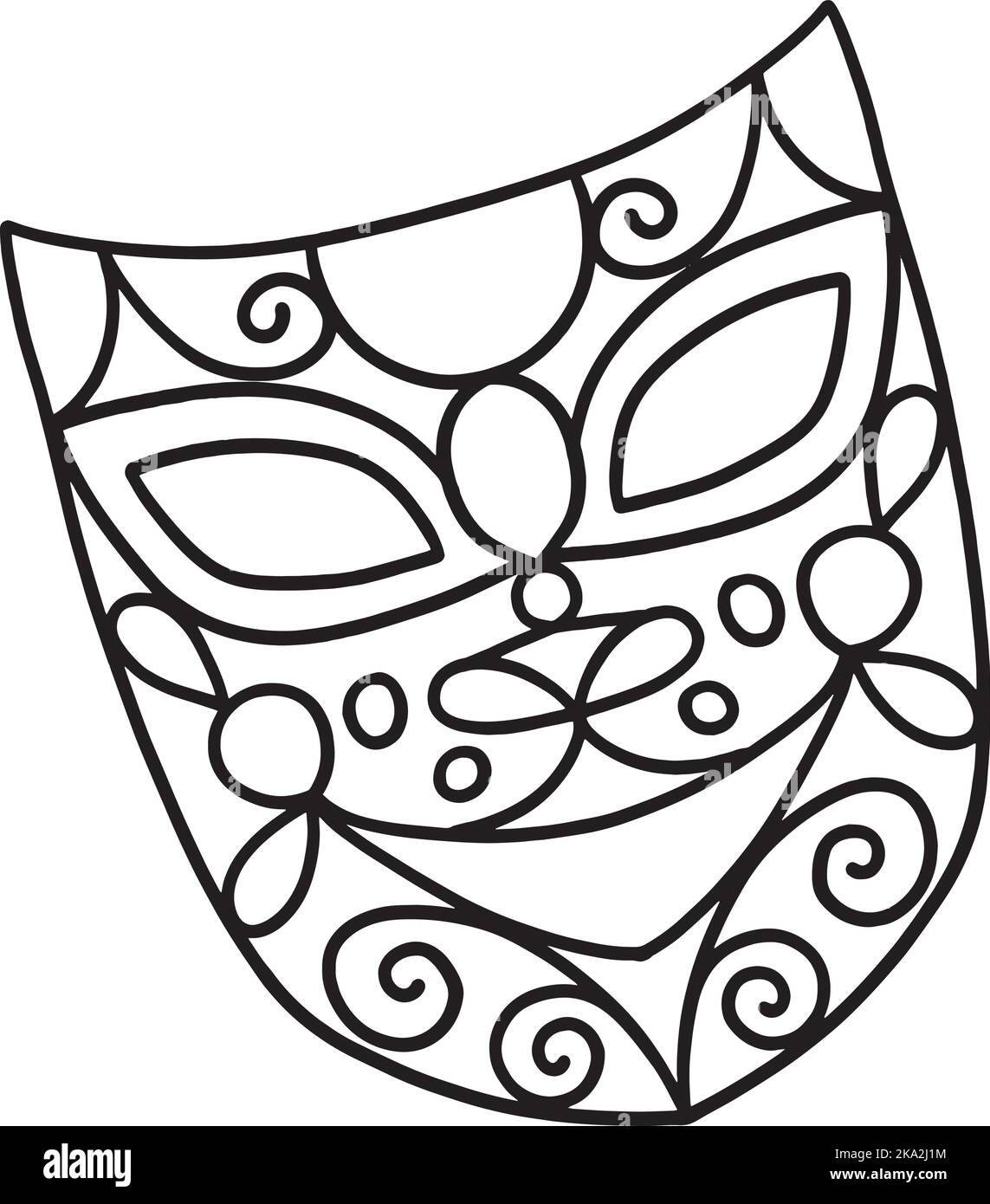 Mardi Gras Mask Isolated Coloring Page For Kids Stock Vector Image Art Alamy