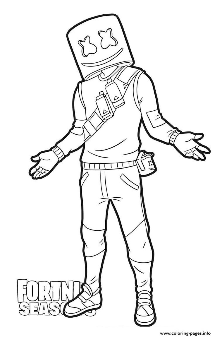 Marshmello From Fortnite Coloring Page Printable Coloring Nation Pages