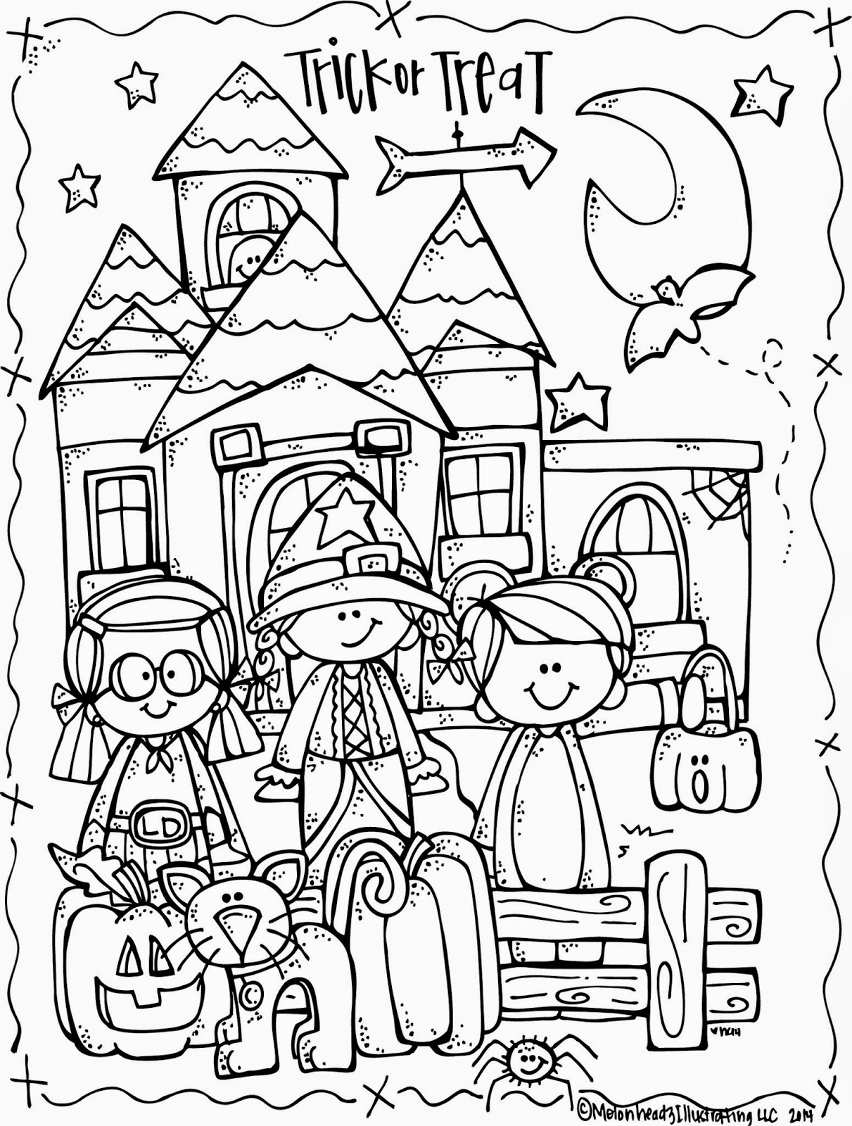 MelonHeadz Lucy Doris Halloween Coloring Page Freebie 