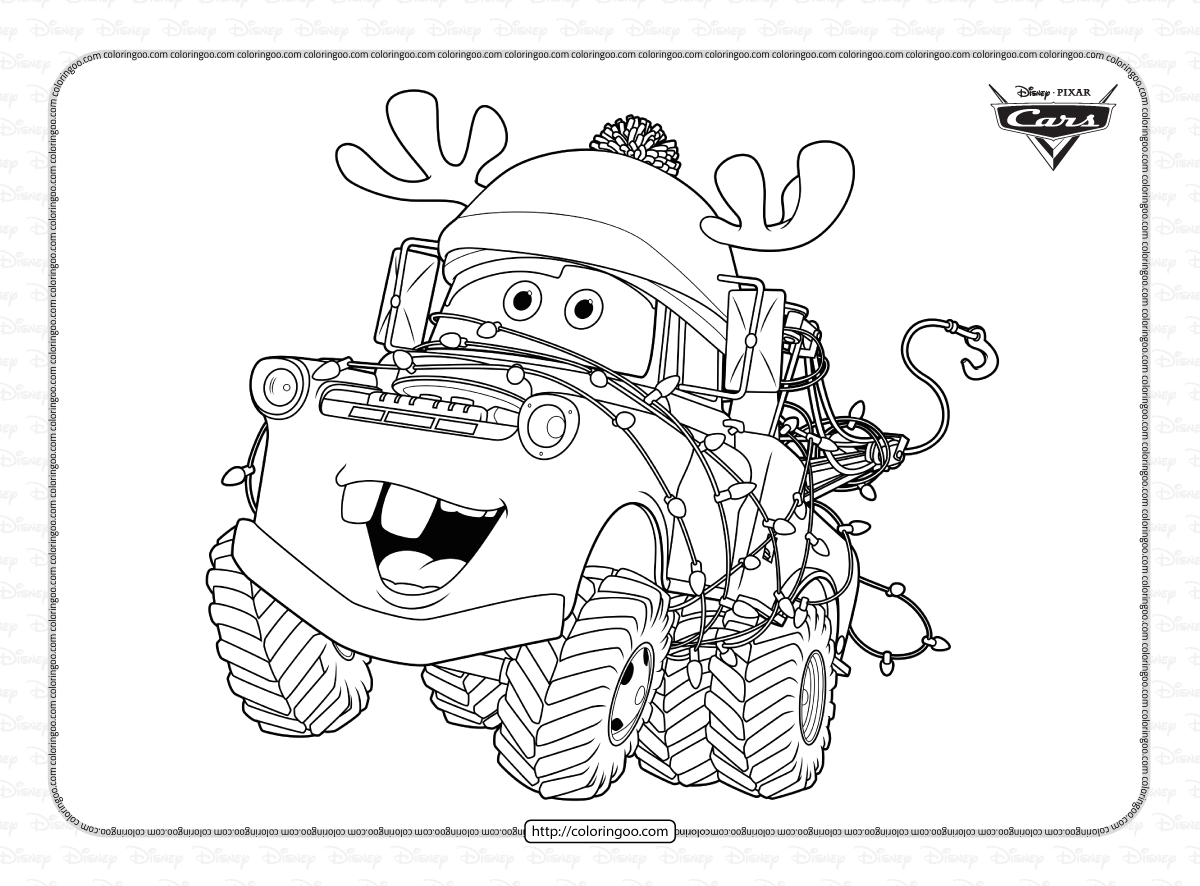Merry Christmas Tow Mater Truck Coloring Page