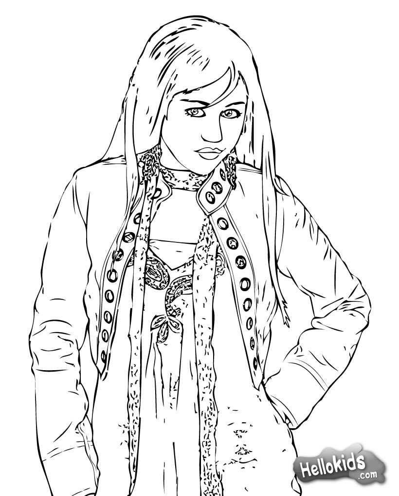 Miley Cyrus Hannah Montana Coloring Pages Hellokids