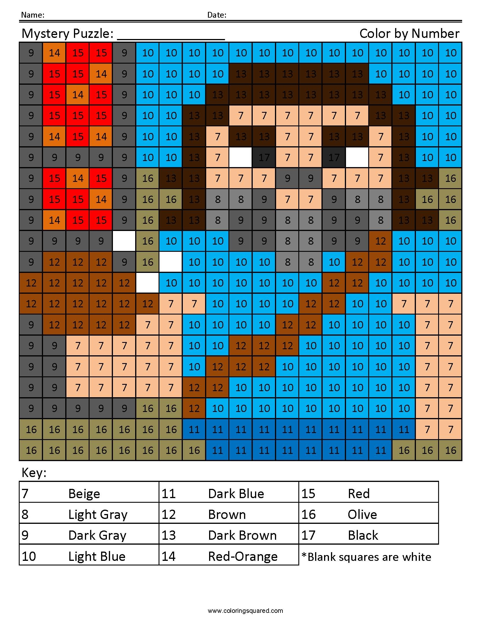 Minecraft Color By Number Coloring Squared