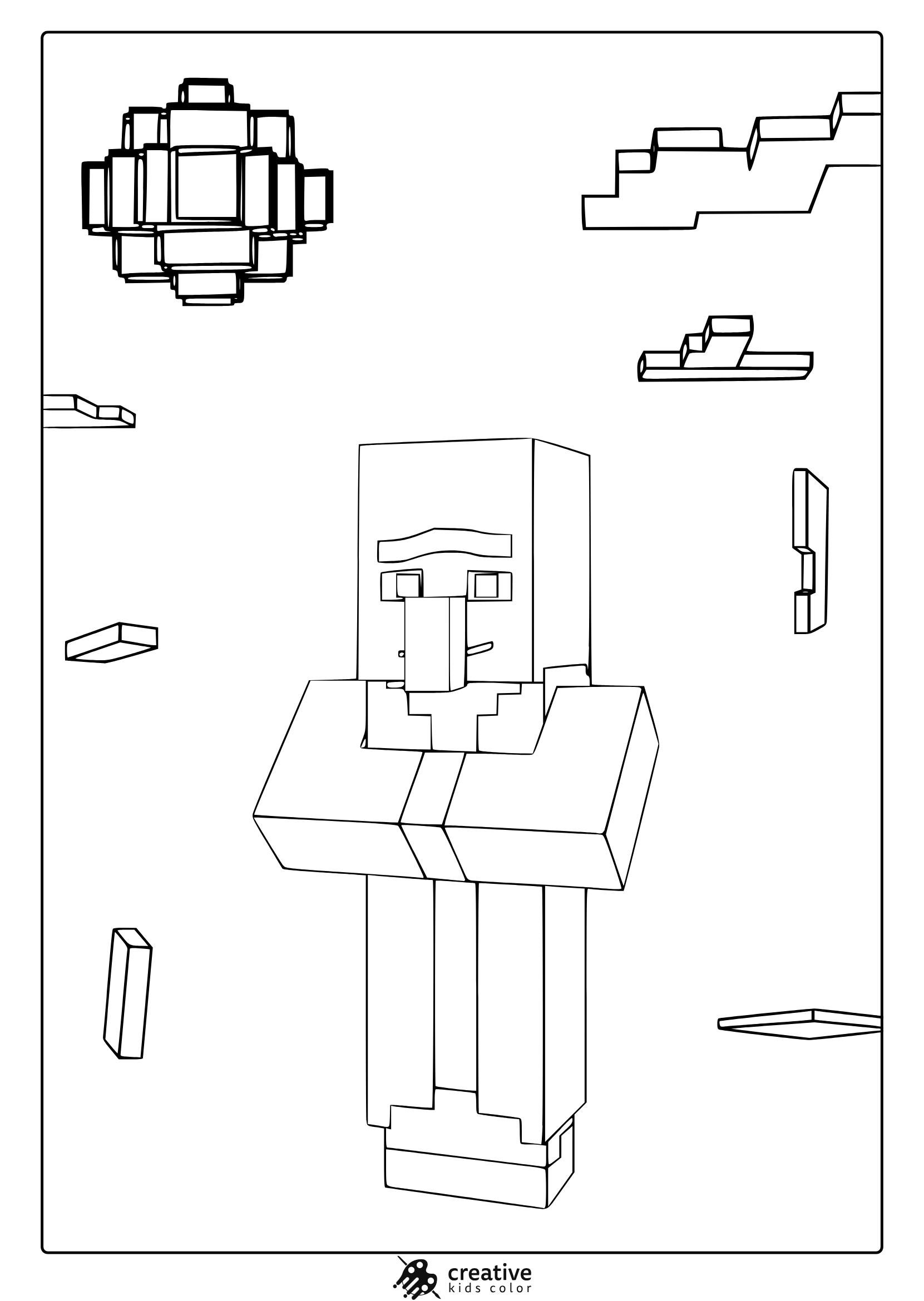Minecraft Villager Color By Number Coloring Page