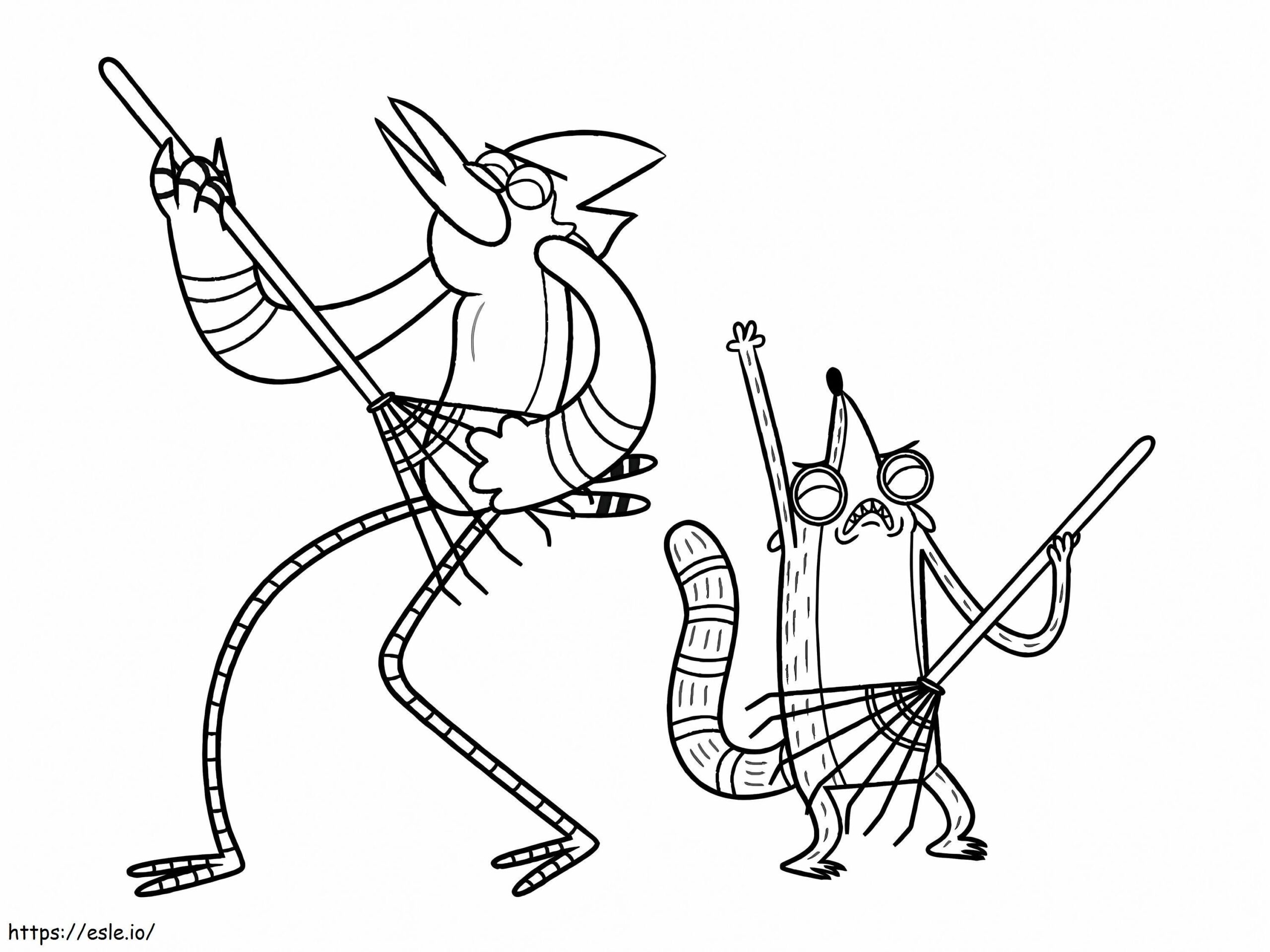 Mordecai And Rigby In Regular Show Coloring Page