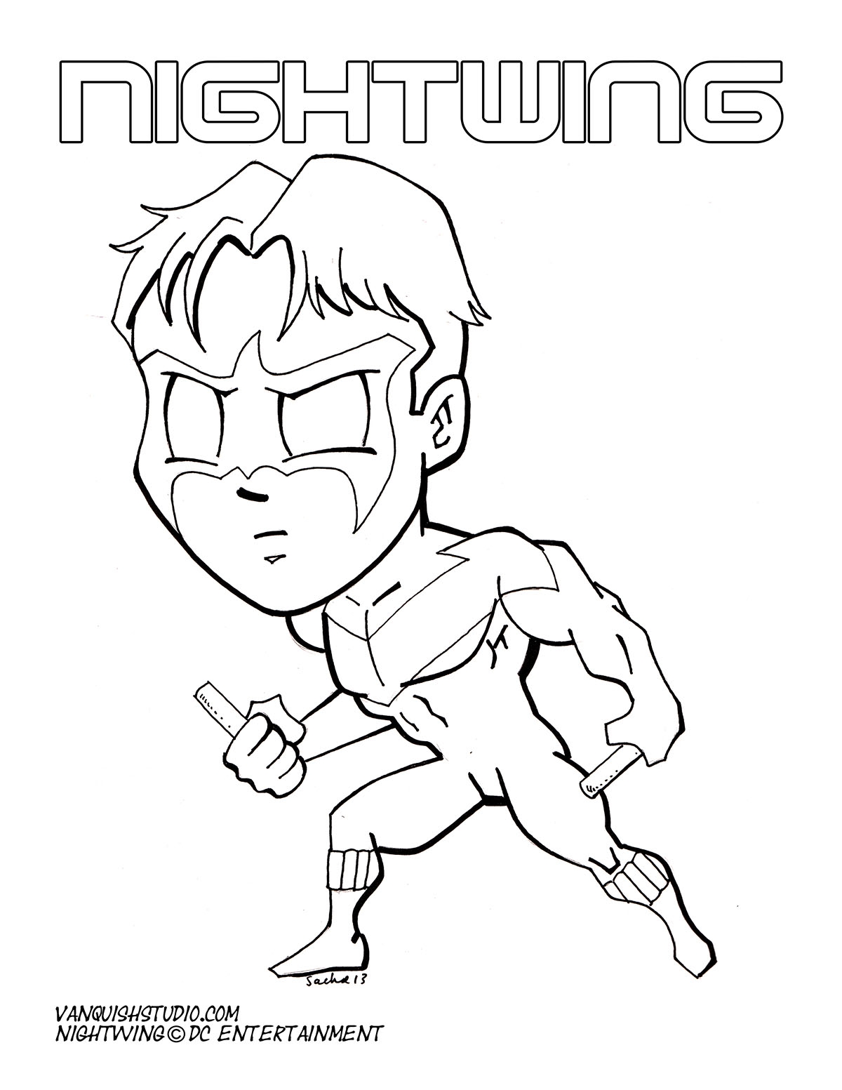The Nightwing Coloring Page Printable