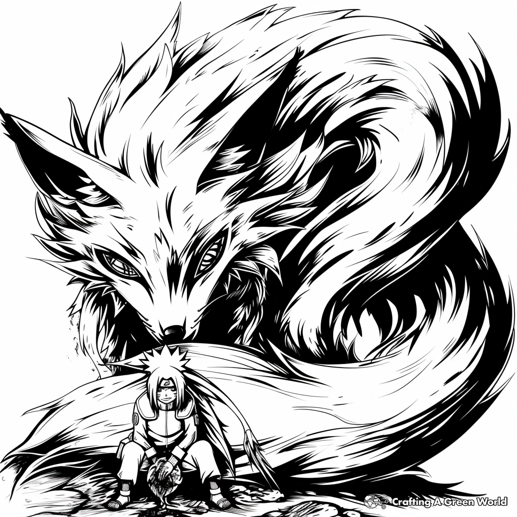 Nine Tailed Fox Naruto Coloring Pages Free Printable 