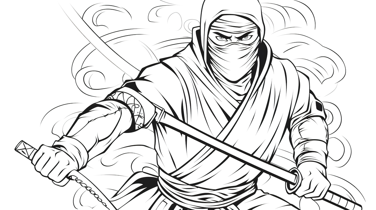 Ninja Coloring Page With A Sword Background Ninja Coloring Pictures Ninja Design Background Image And Wallpaper For Free Download