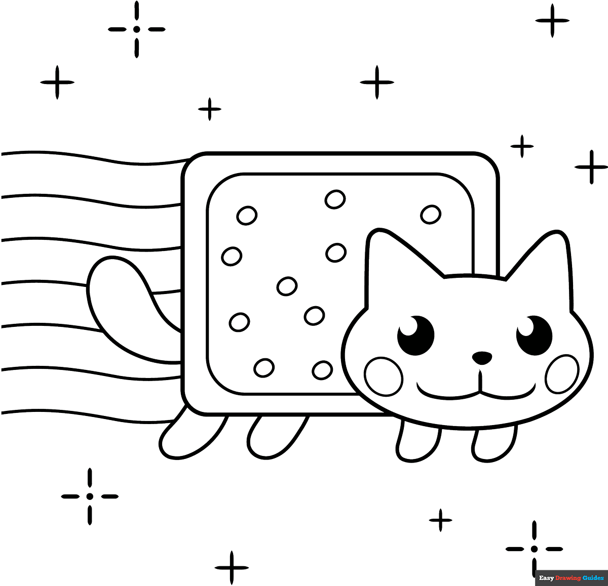 Nyan Cat Coloring Page Easy Drawing Guides