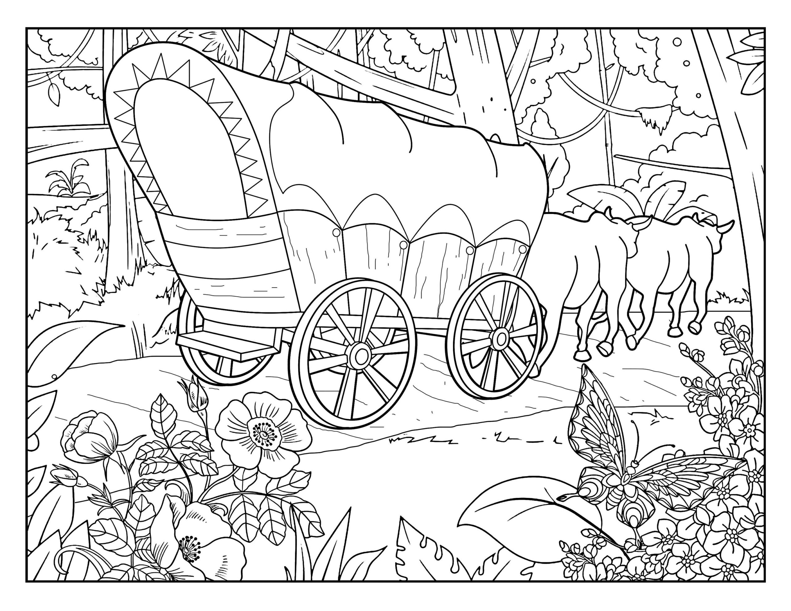 Covered Wagon Coloring Sheet Printable