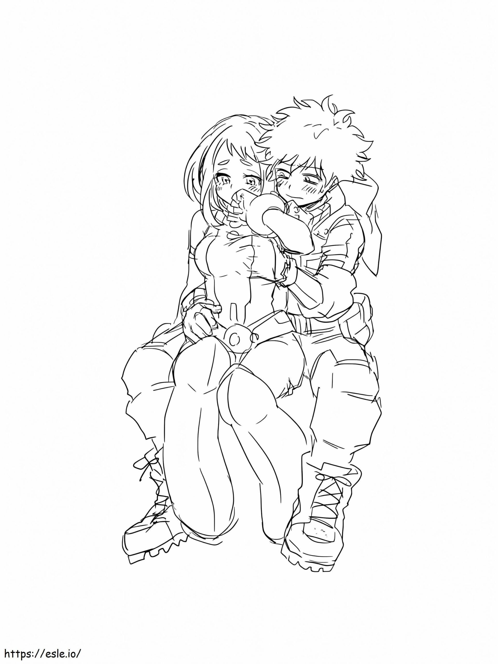 Pareja Deku Y Ochako Uraraka Coloring Page