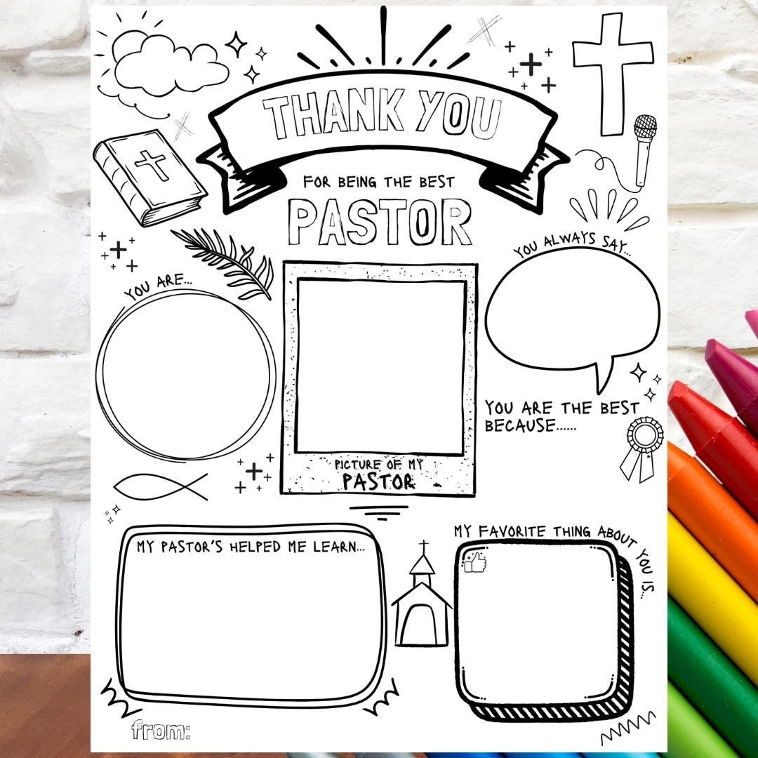 Pastor Appreciation Printable Pastor Appreciation Month Thank You Gift Pastor Gifts Coloring Pages School Kids Digital Download Etsy