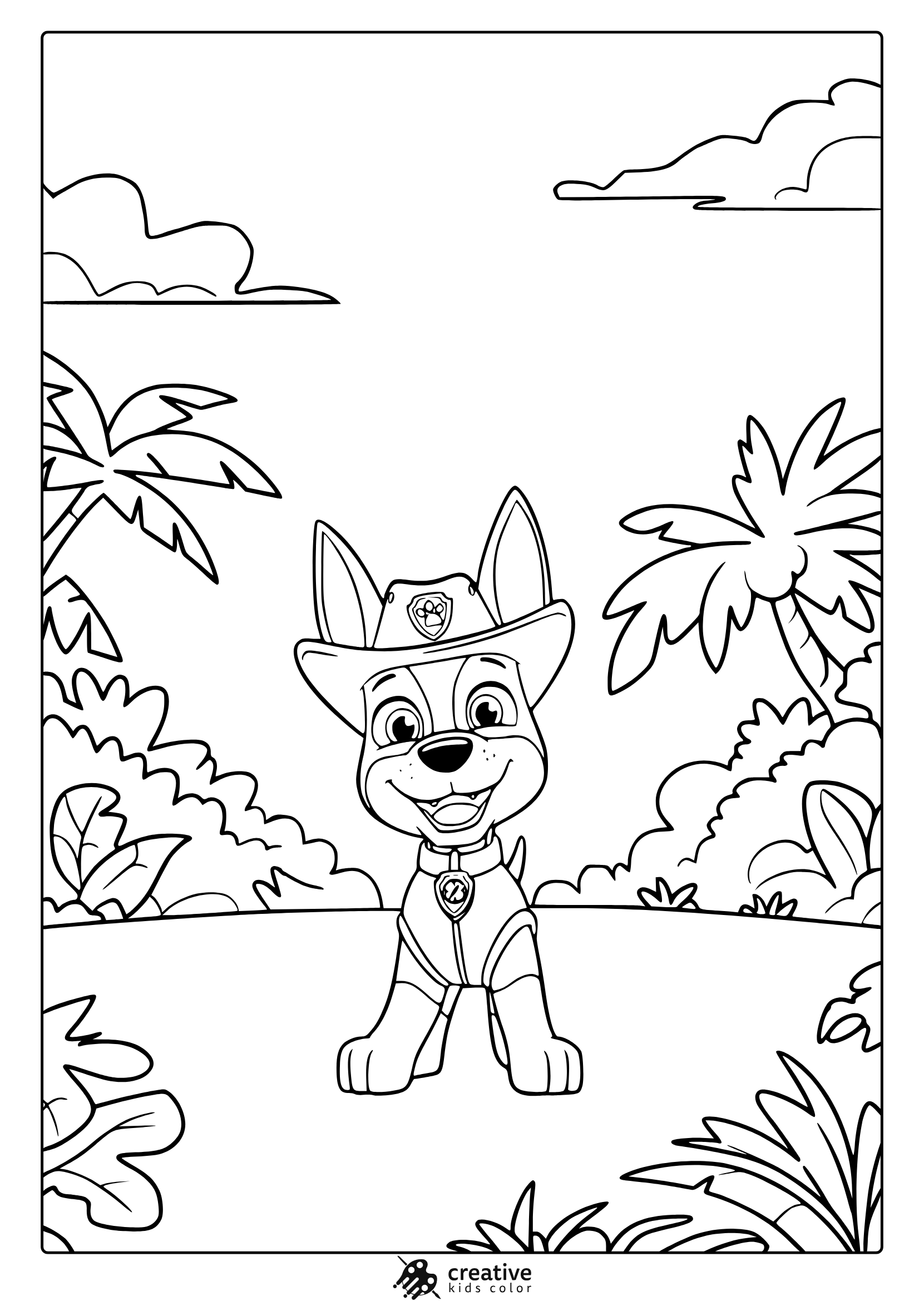 Paw Patrol Tracker Coloring Page Printable