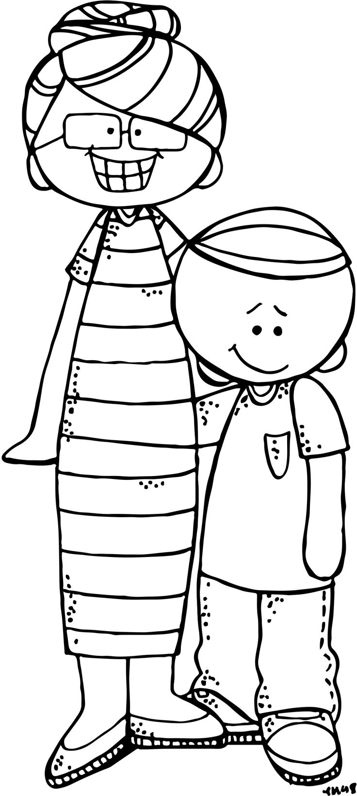 Kids And Dad Melonheadz Coloring Page