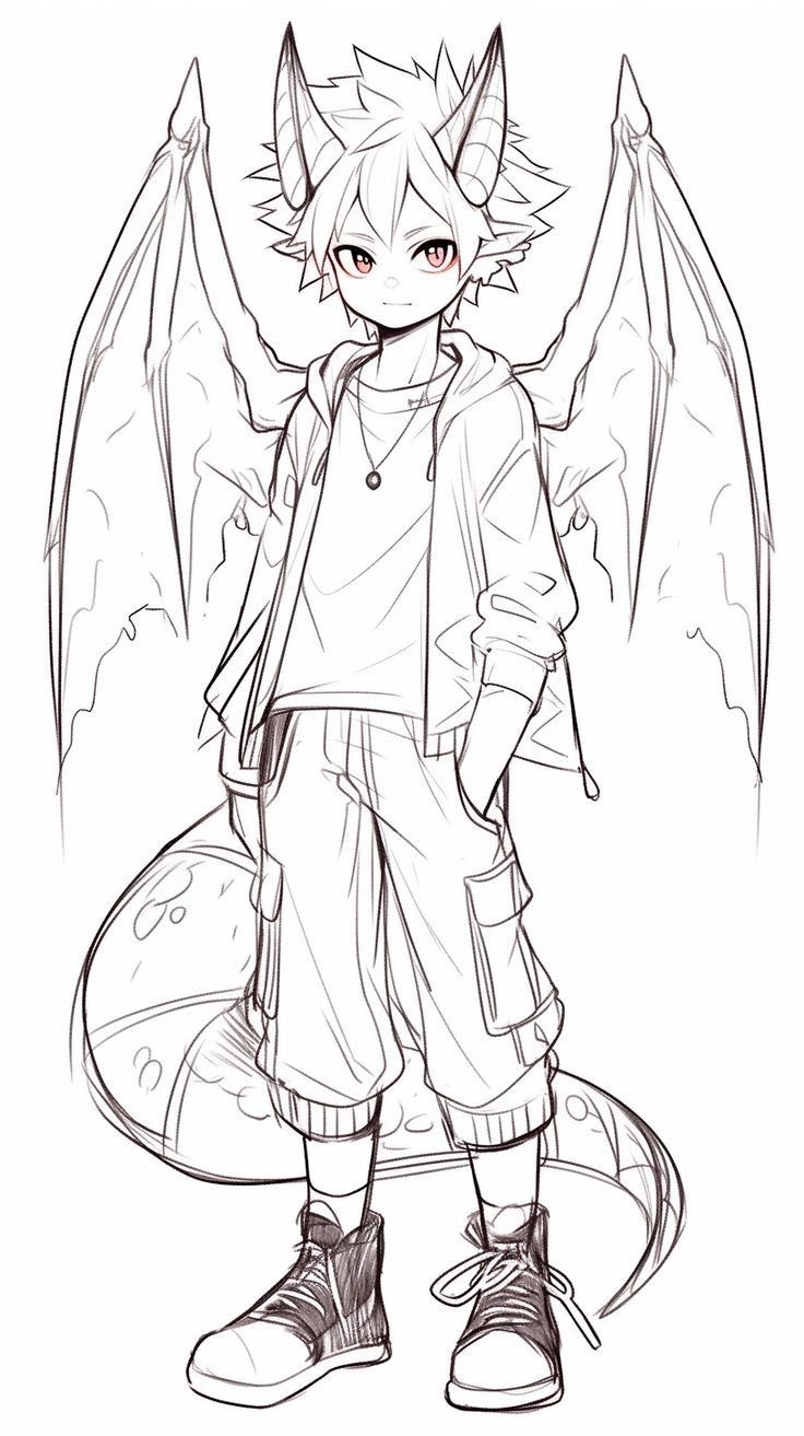Demon Anime Boy Coloring Page Printable