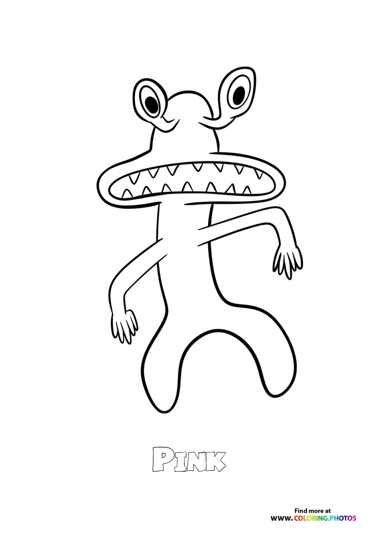 Pink From Rainbow Friends Coloring Pages For Kids