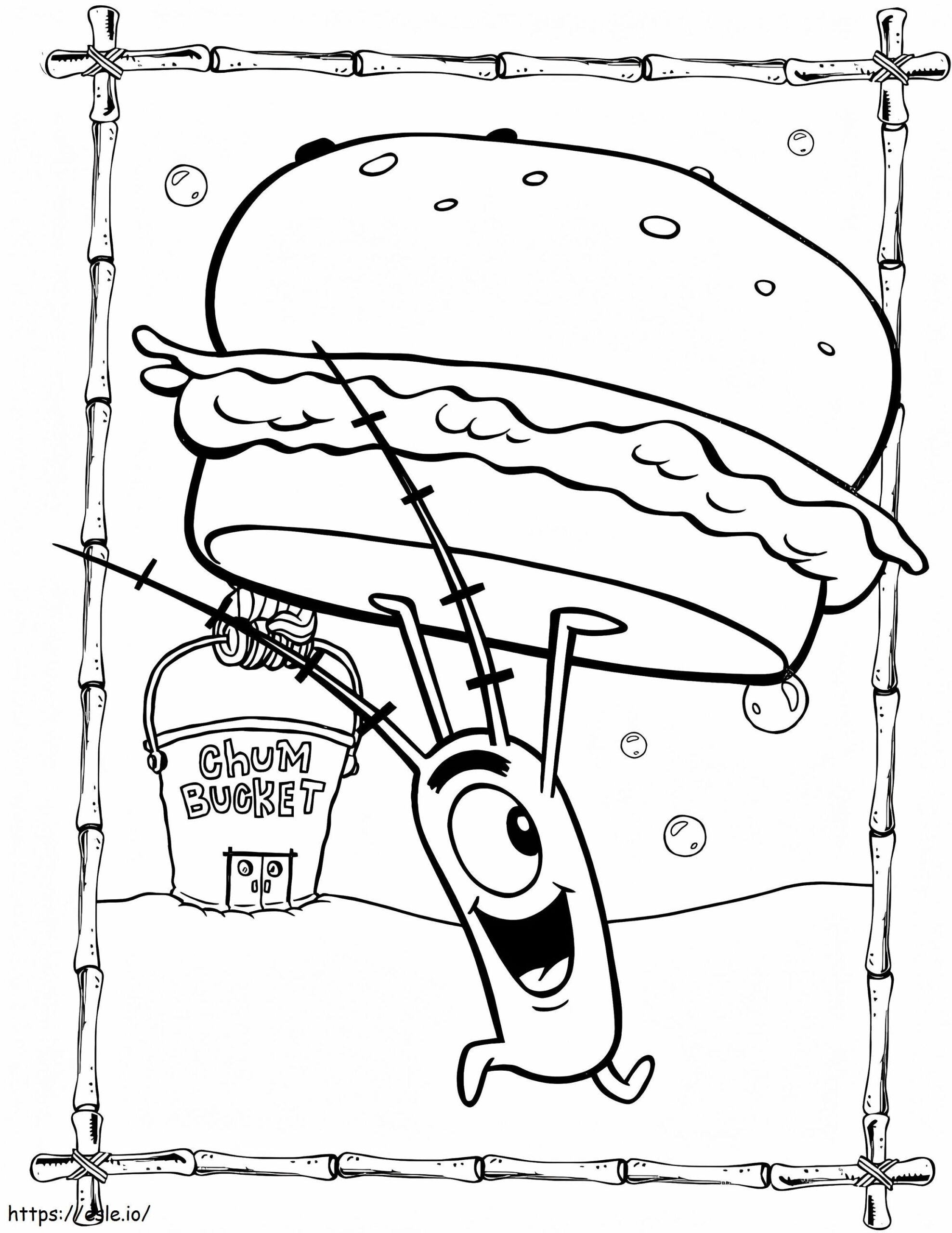 Plankton And Hamburger Coloring Page