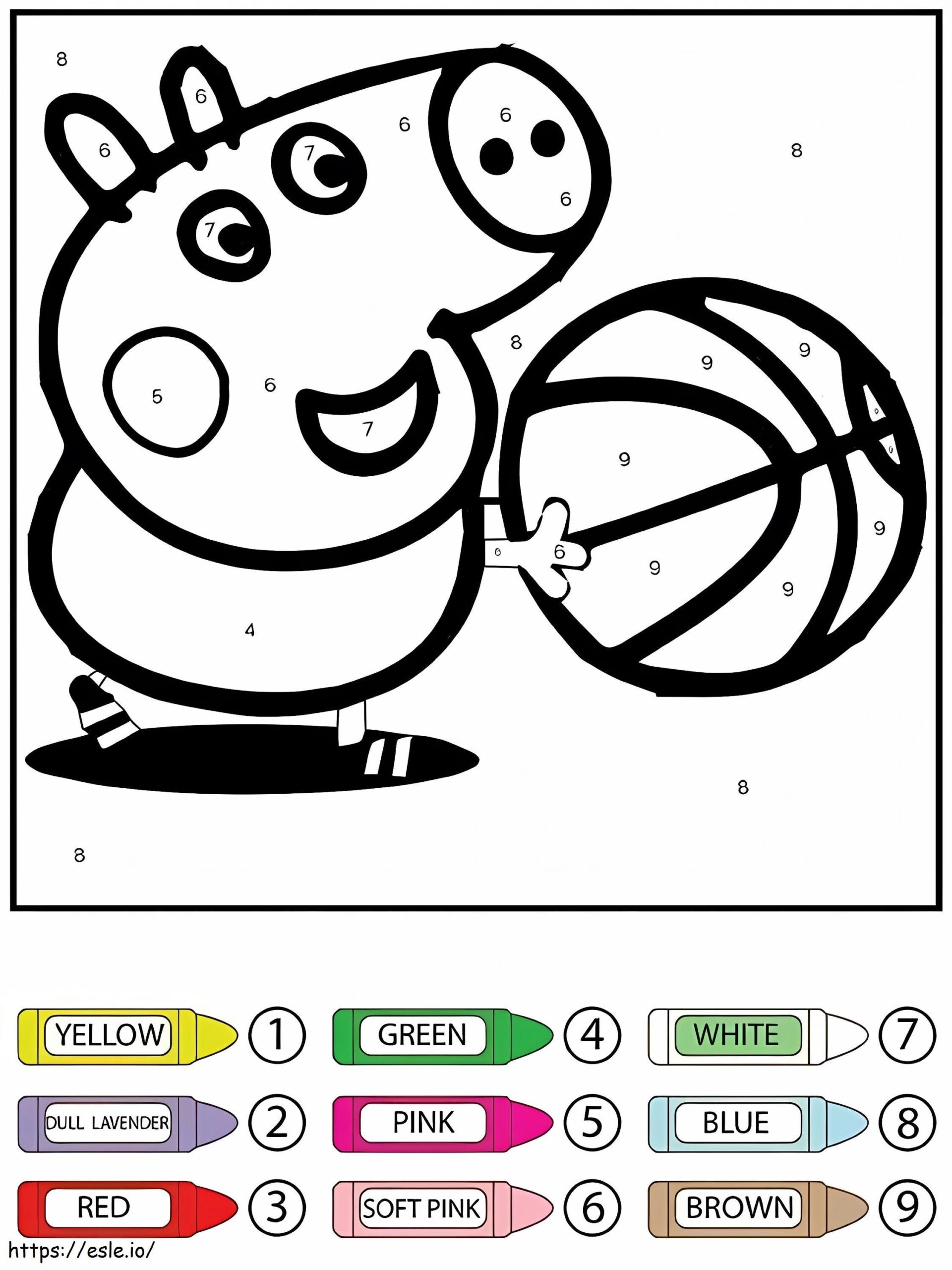 Playing Peppa Pig Color By Number Coloring Page