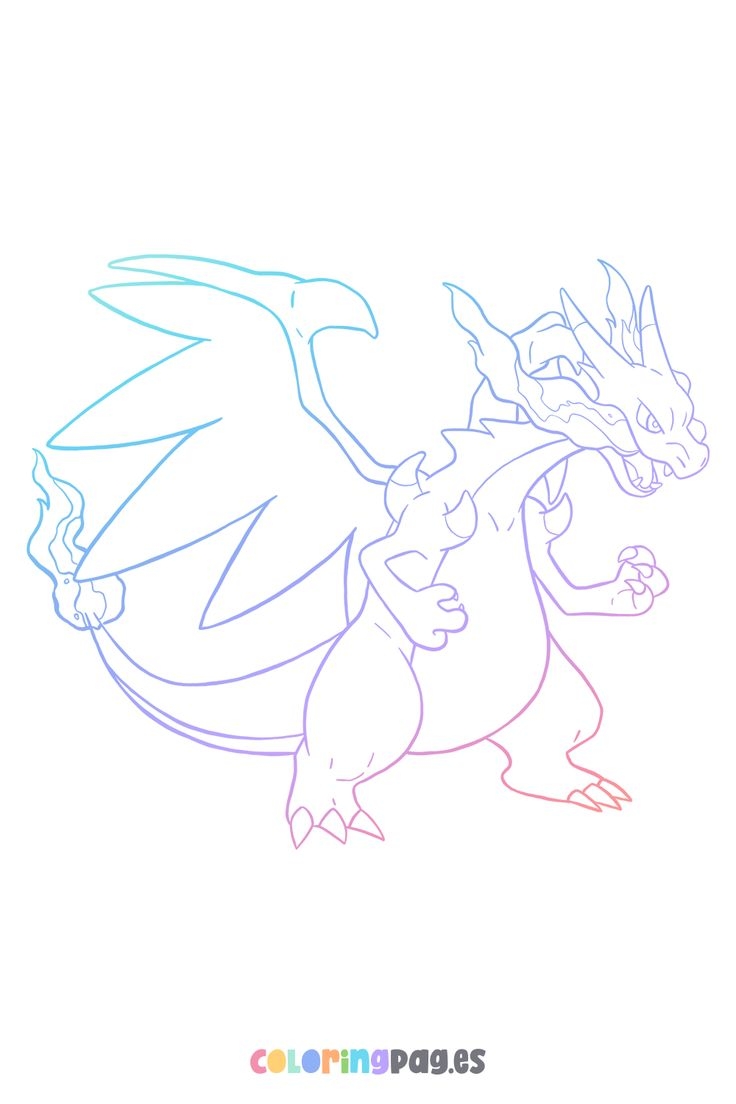 Pok mon Mega Charizard X Coloring Page