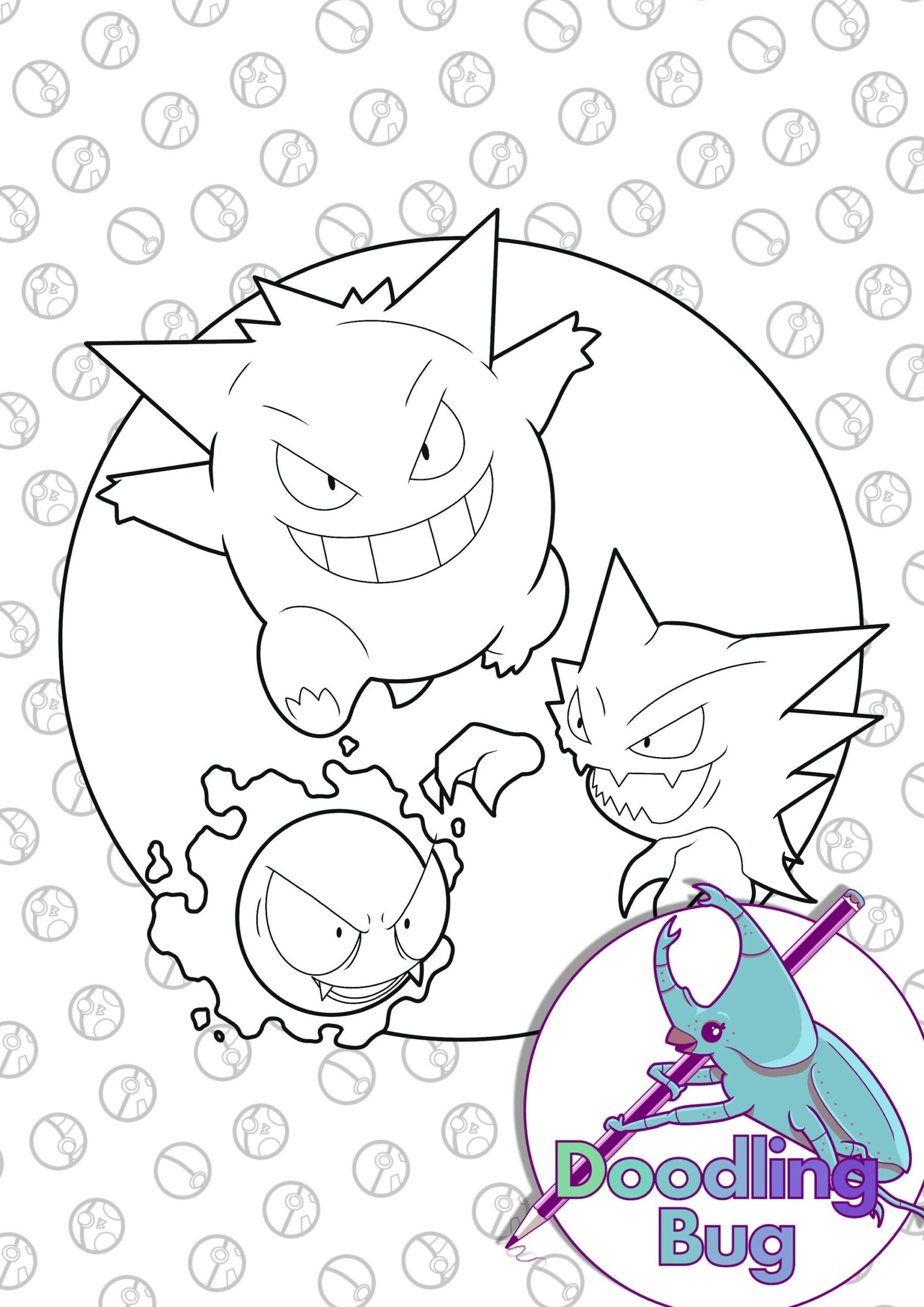 Pokemon ghost Gang Colouring Page Etsy